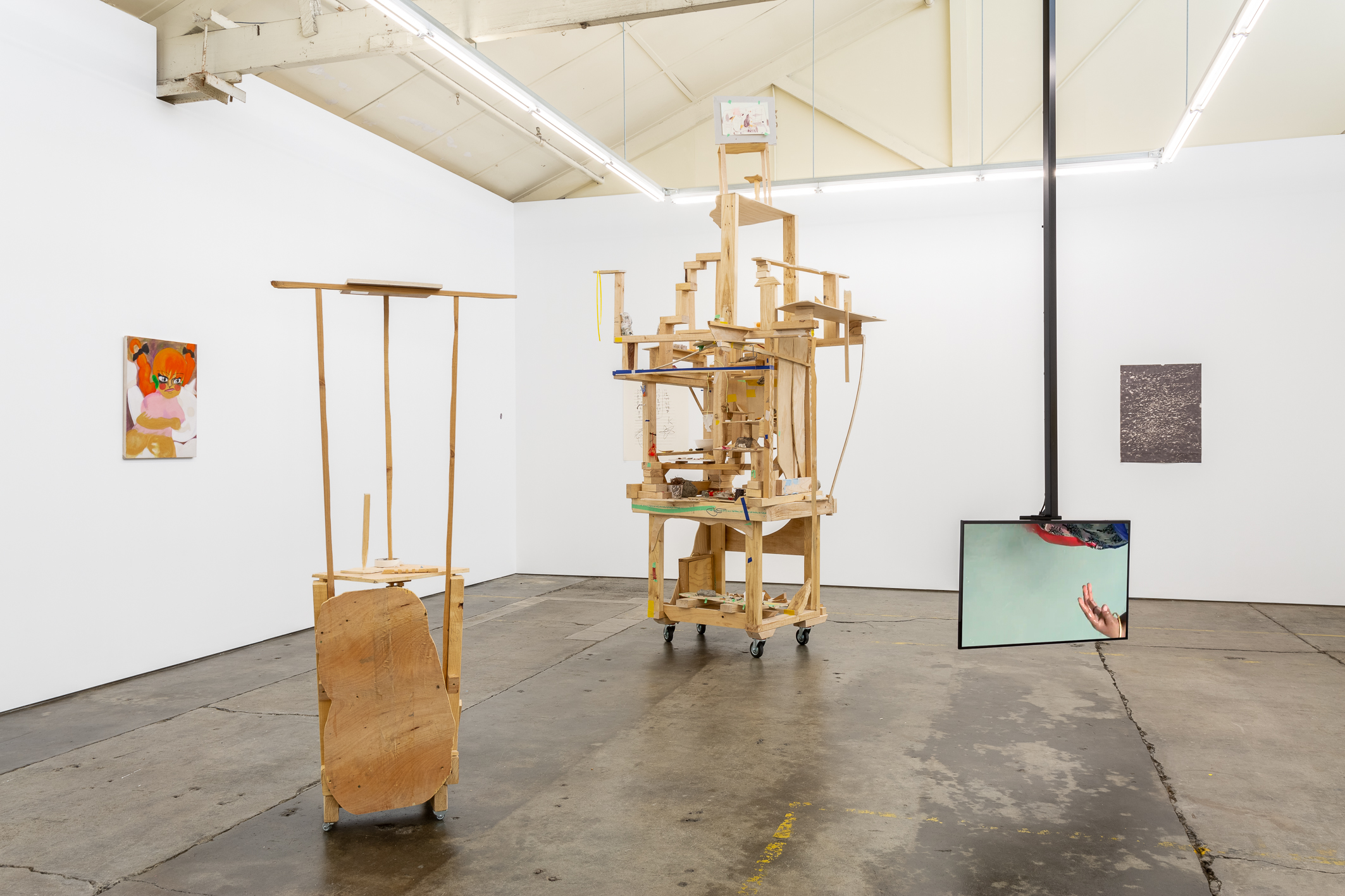 Installation image featuring Hana Earles, Sebastian Temple, Amalia Lindo, and Emily Yuting Chen