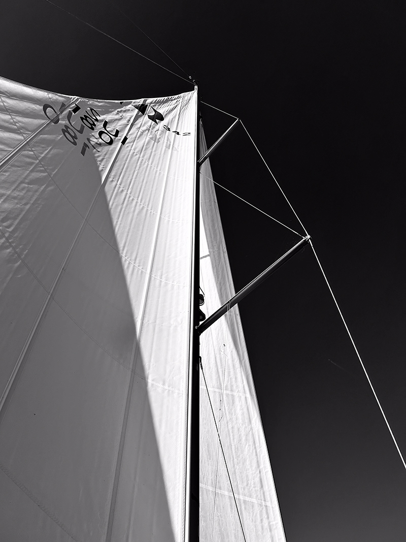 Im Wind &ndash; das Segel tr&auml;gt &uuml;ber den See, der drei L&auml;nder vereint. 