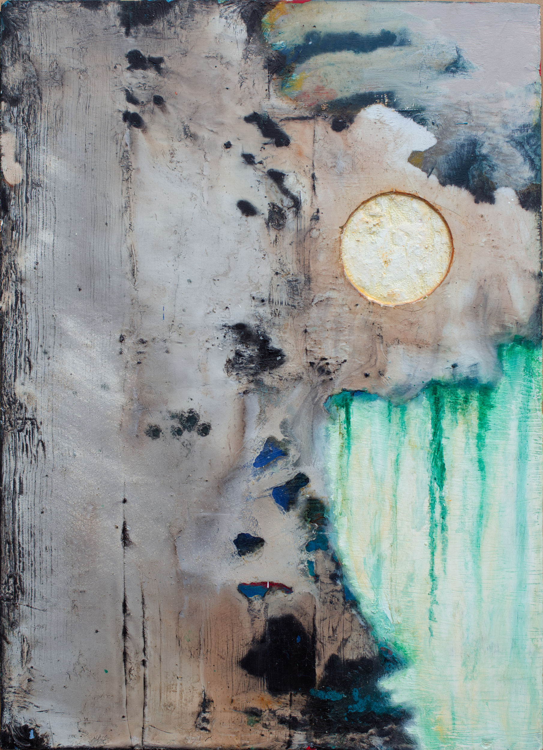 Moon or doom, oil on wood, 52x35 cm, 2025