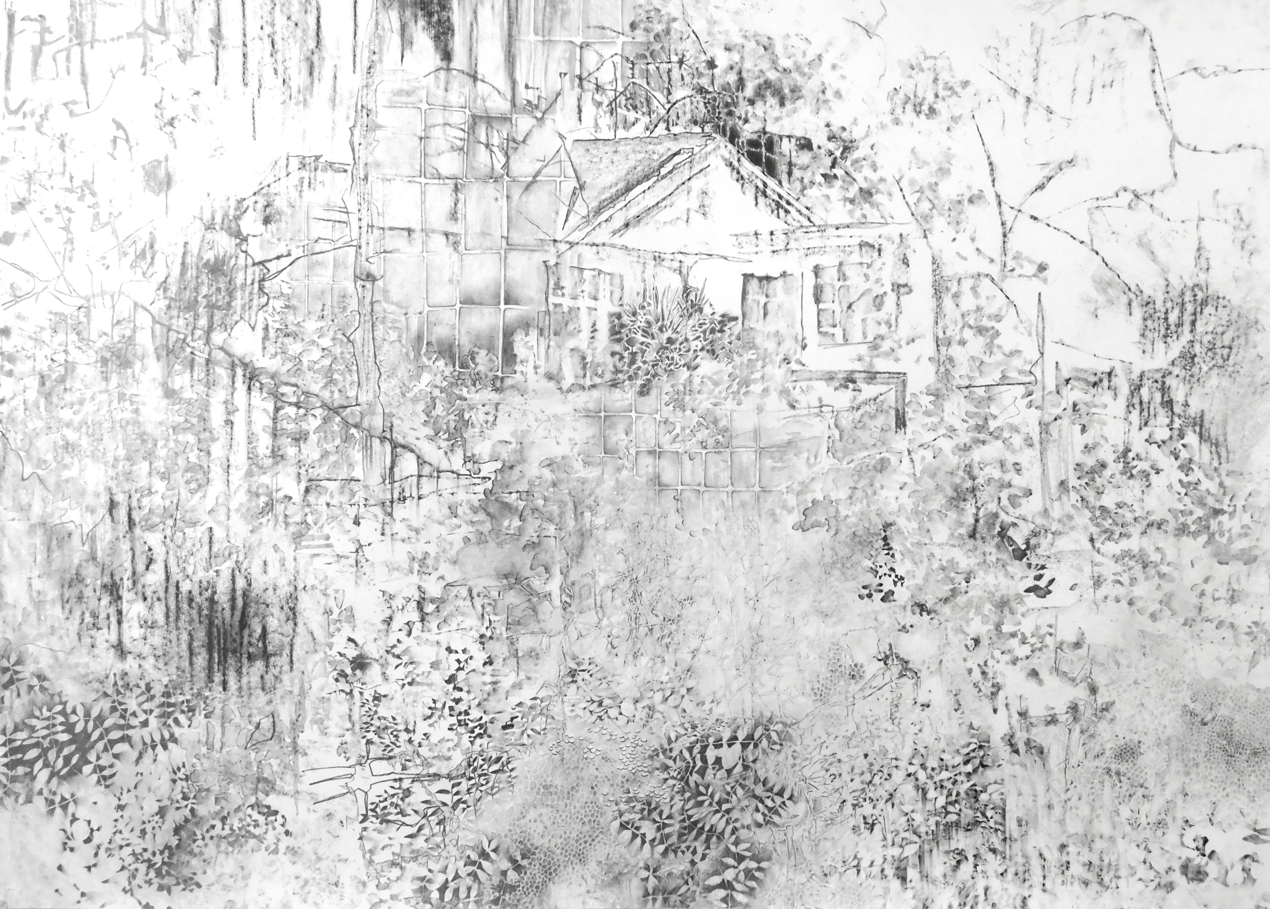 bloom of the fall garden | graphite on paper | 29 x 42 inches