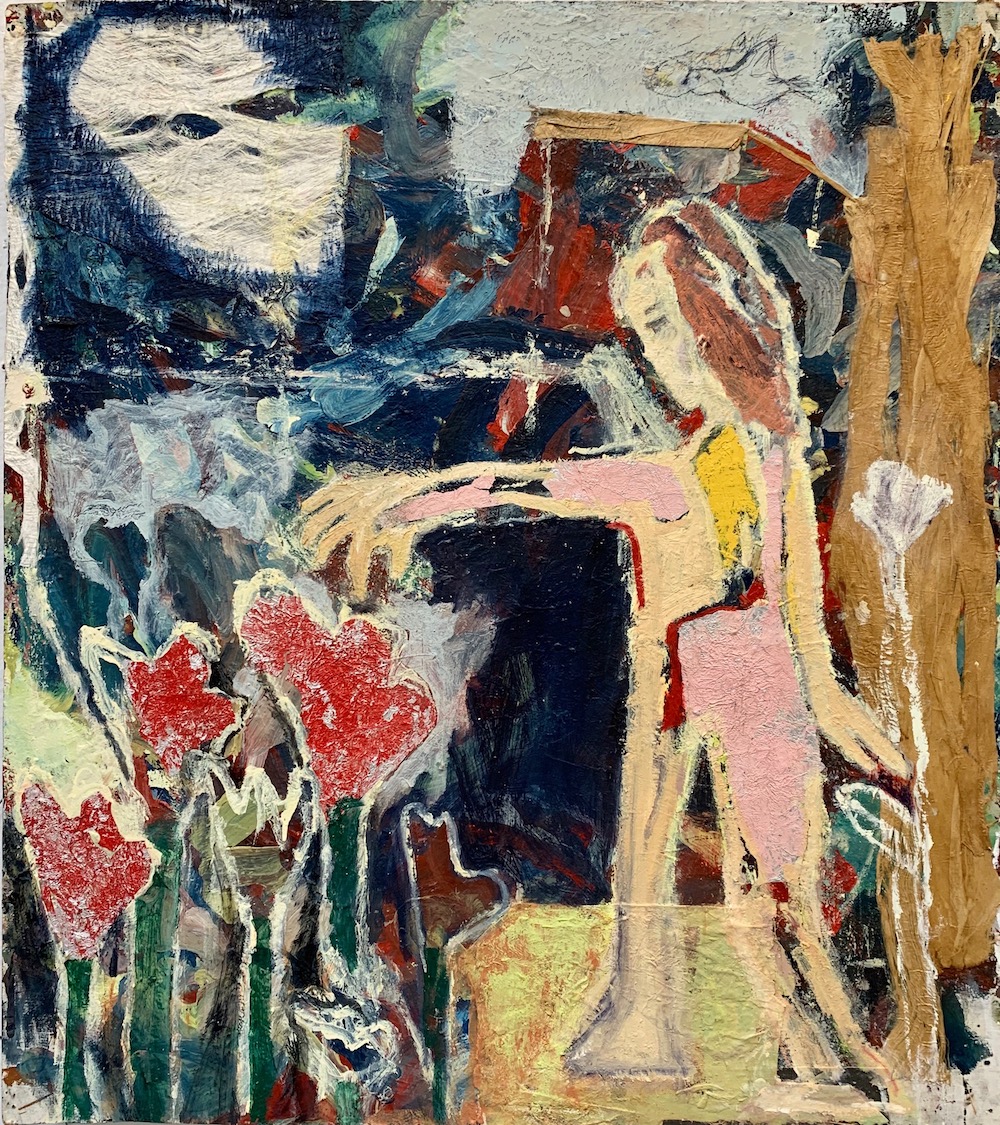 Flower Picker, 32'' x 36, mixed media on panel, 2020