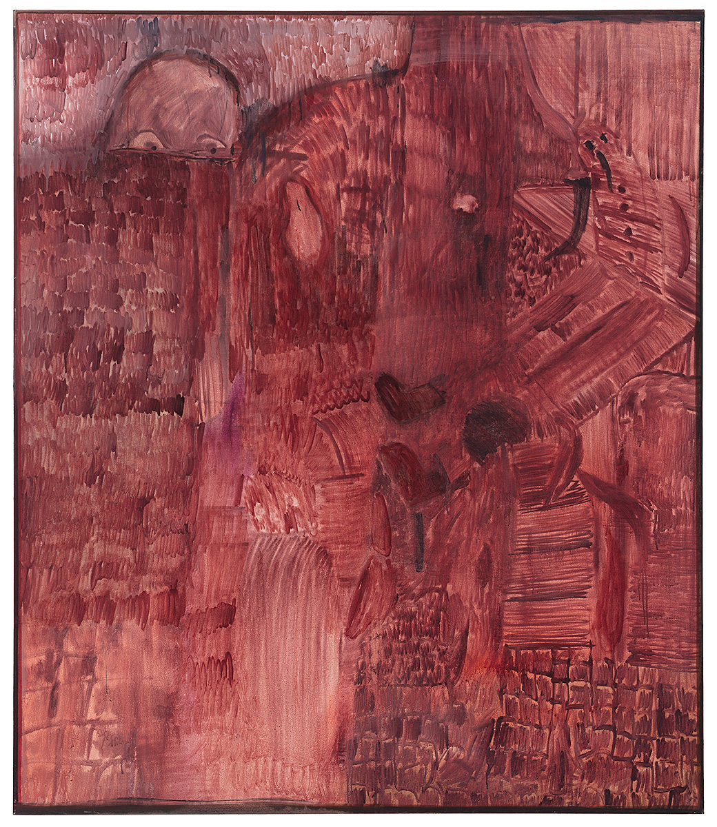 nobody deserves it (II) / 140 x 120 cm / watercolor on nettle / Andreas Lech 2023