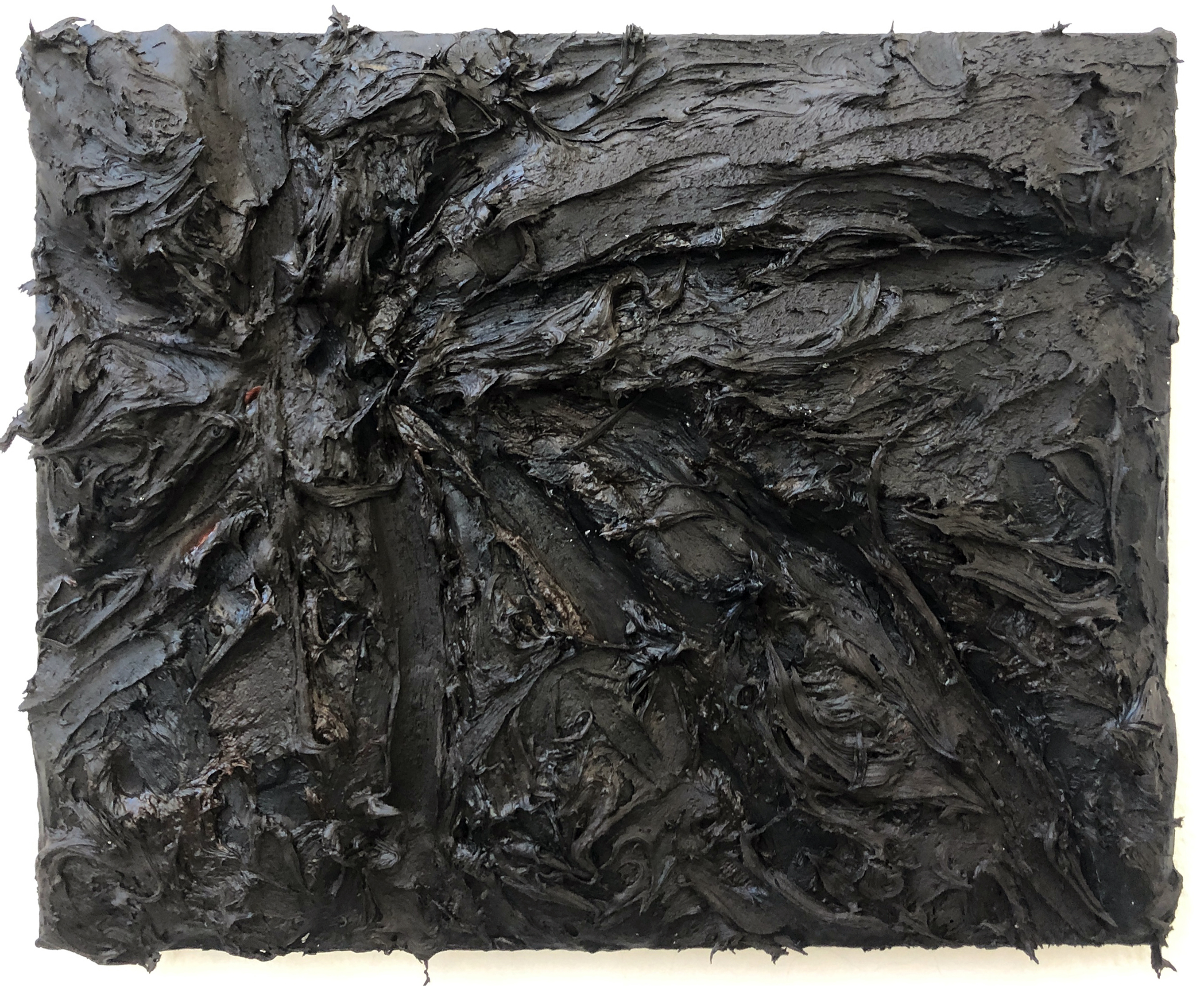 Spiral, 2021, spackle, acrylic and oil paint on wood panel, 8 x 11 in.