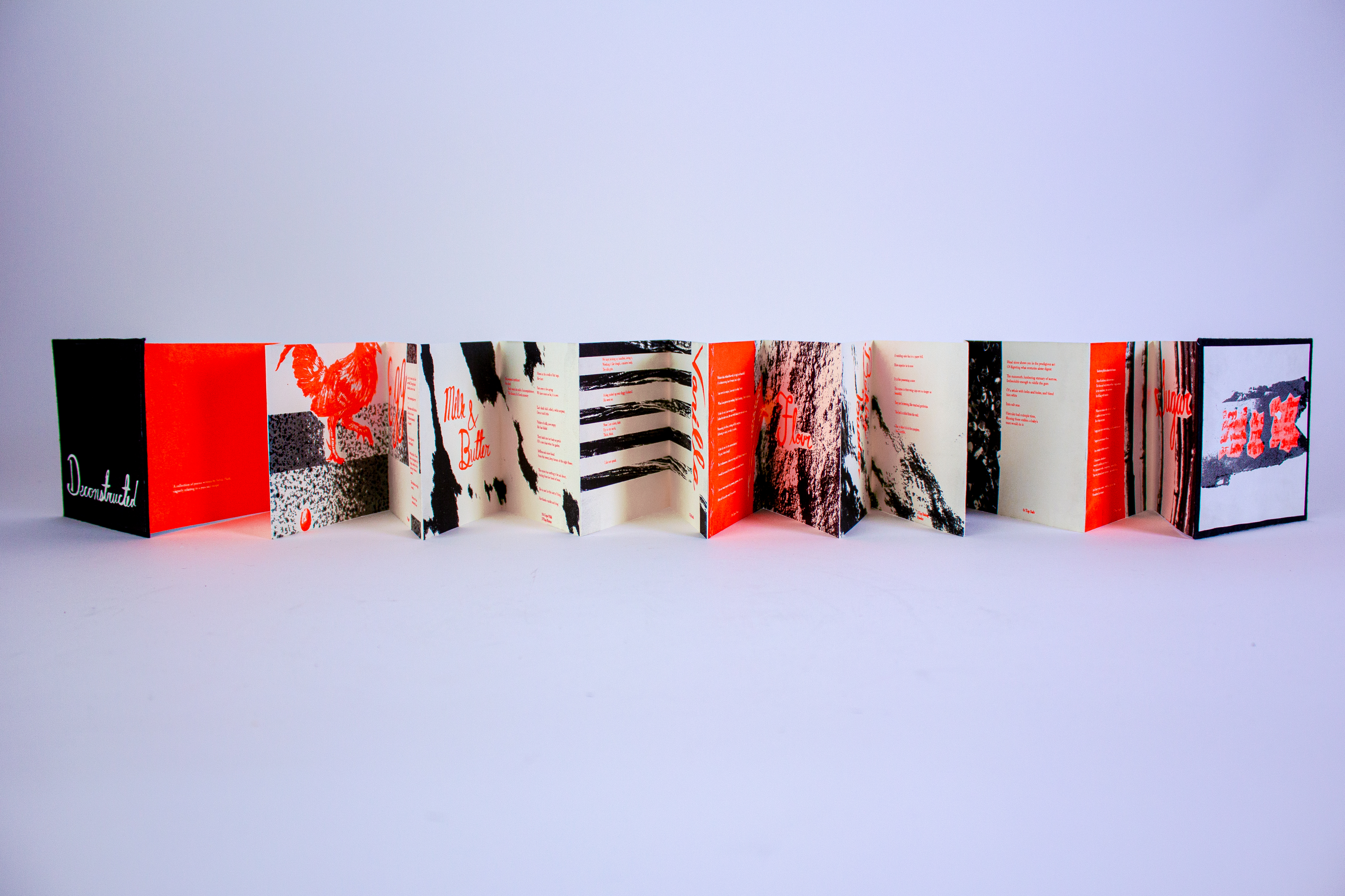 Deconstructed; Handbound Book, Risograph print; 5in x 5in; 2025