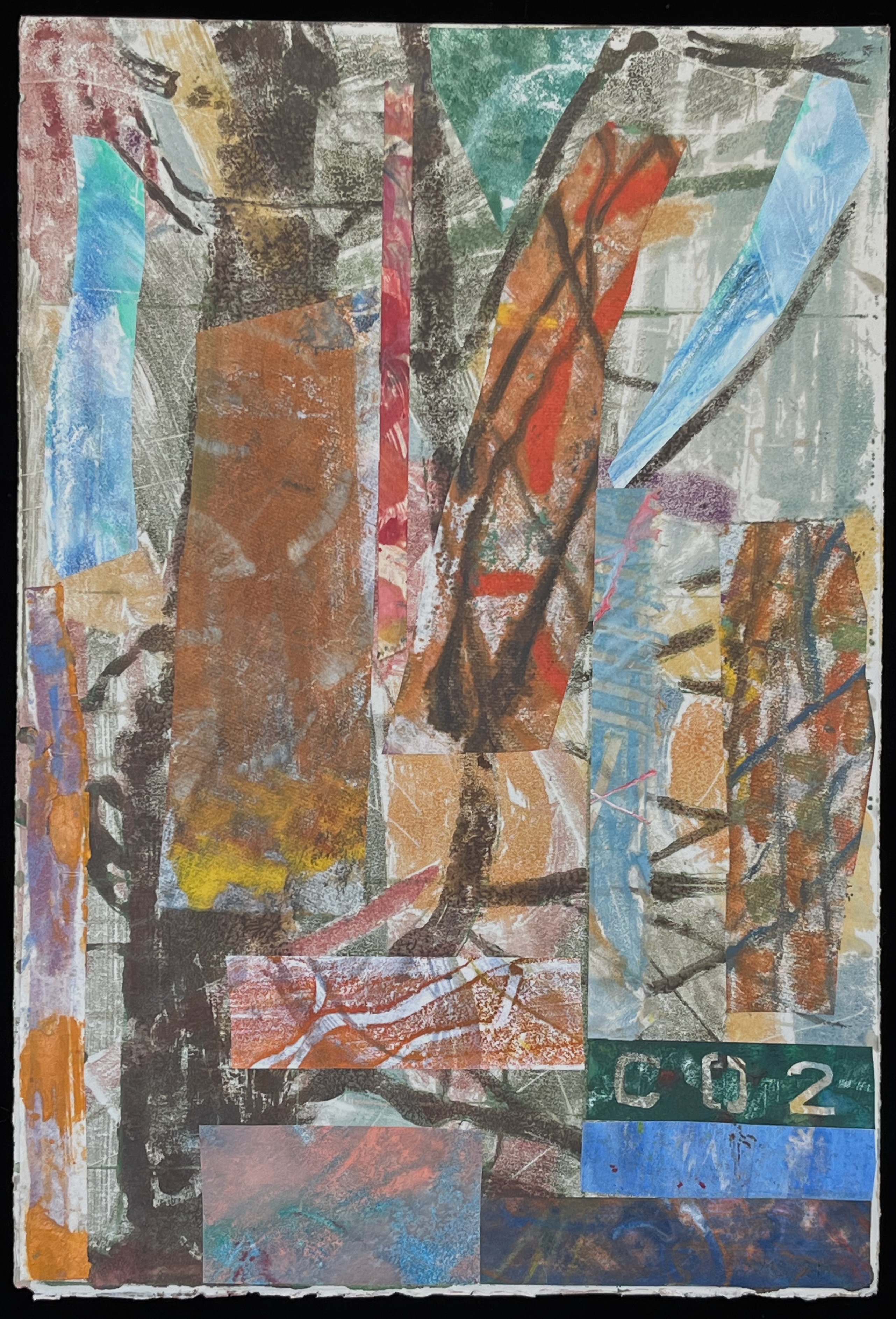 Imminence #2. 2021. encaustic monotype collage 22" X 15"