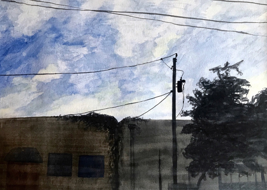 "over the wall", watercolor on paper