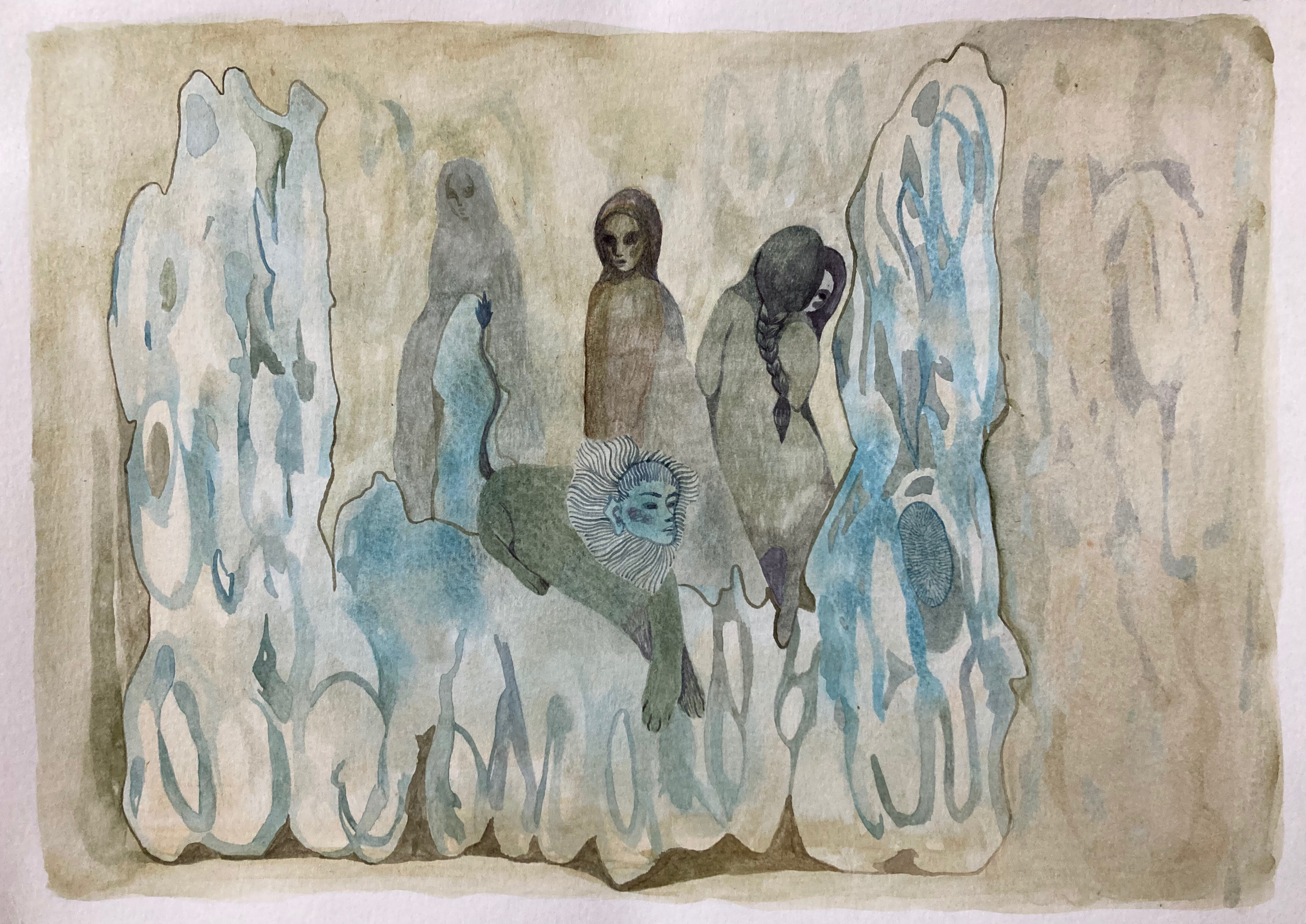 The Sphinx, watercolour on paper, 21cm x 29.7cm, 2023
