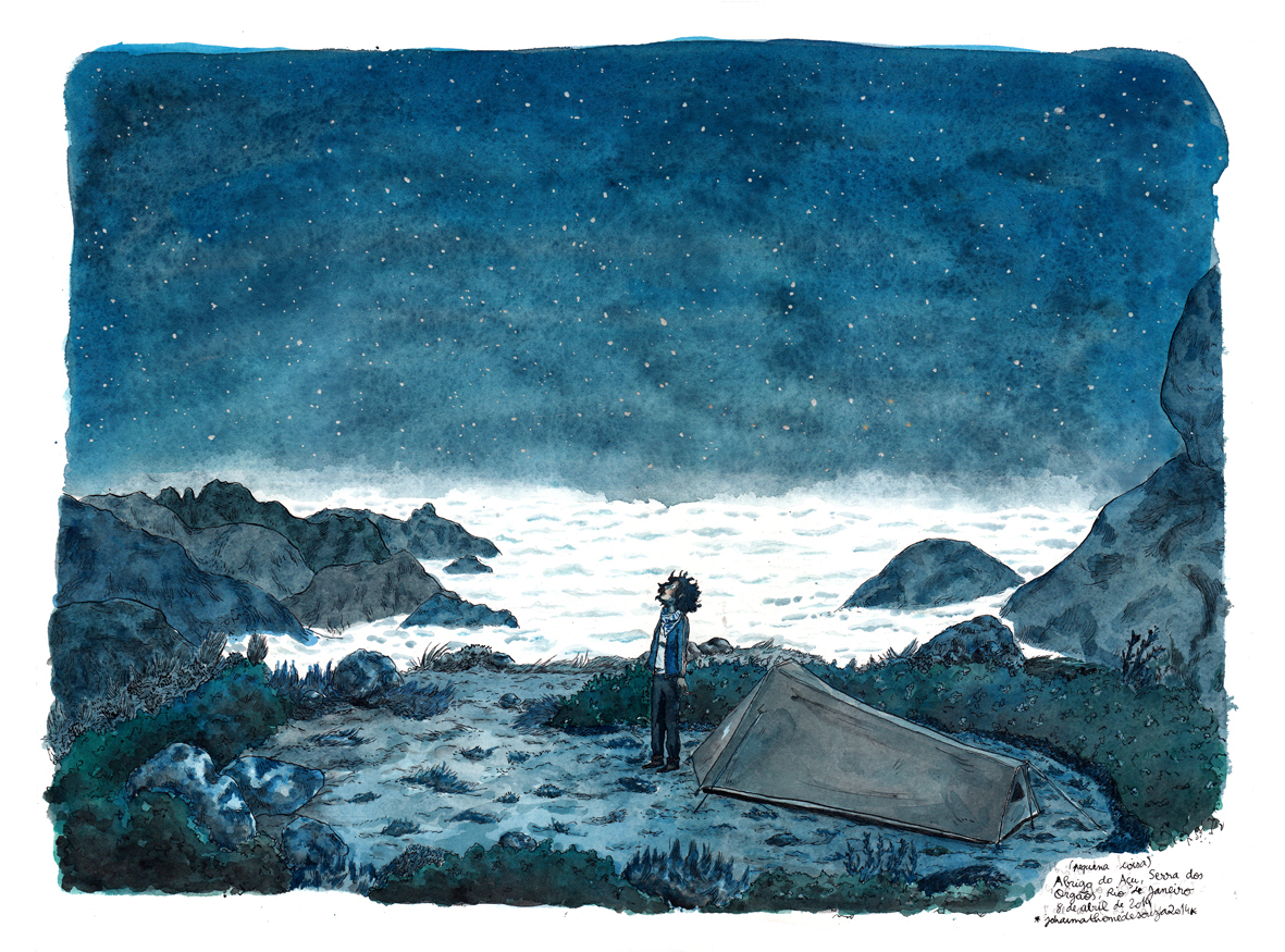Face à l’Univers, Serra dos Órgãos, 28,4 x 38 cm, aquarelle et encre de Chine