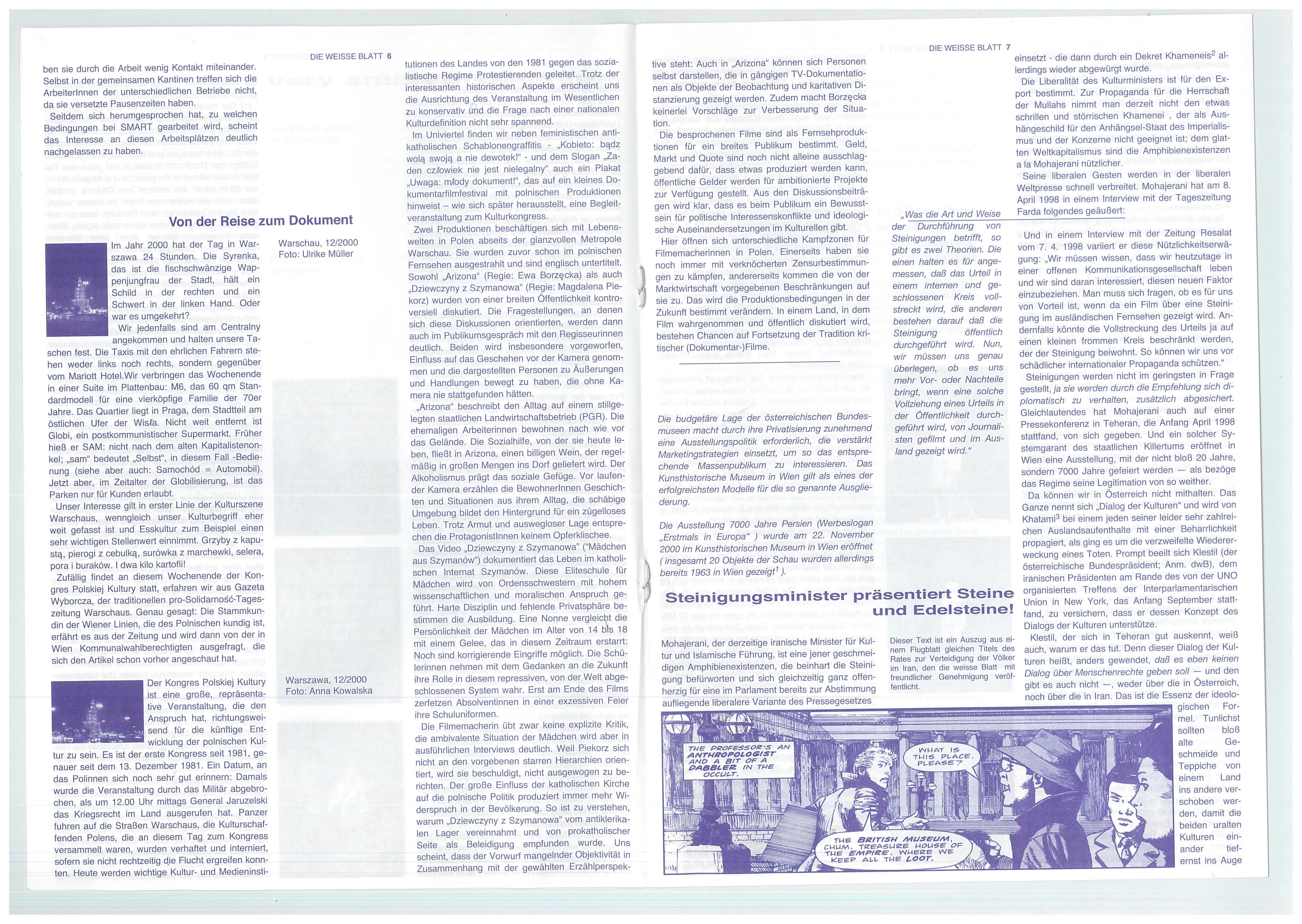 Die Weiße Blatt, 01, 2001. Mit freundlicher Genehmigung der Redaktion.