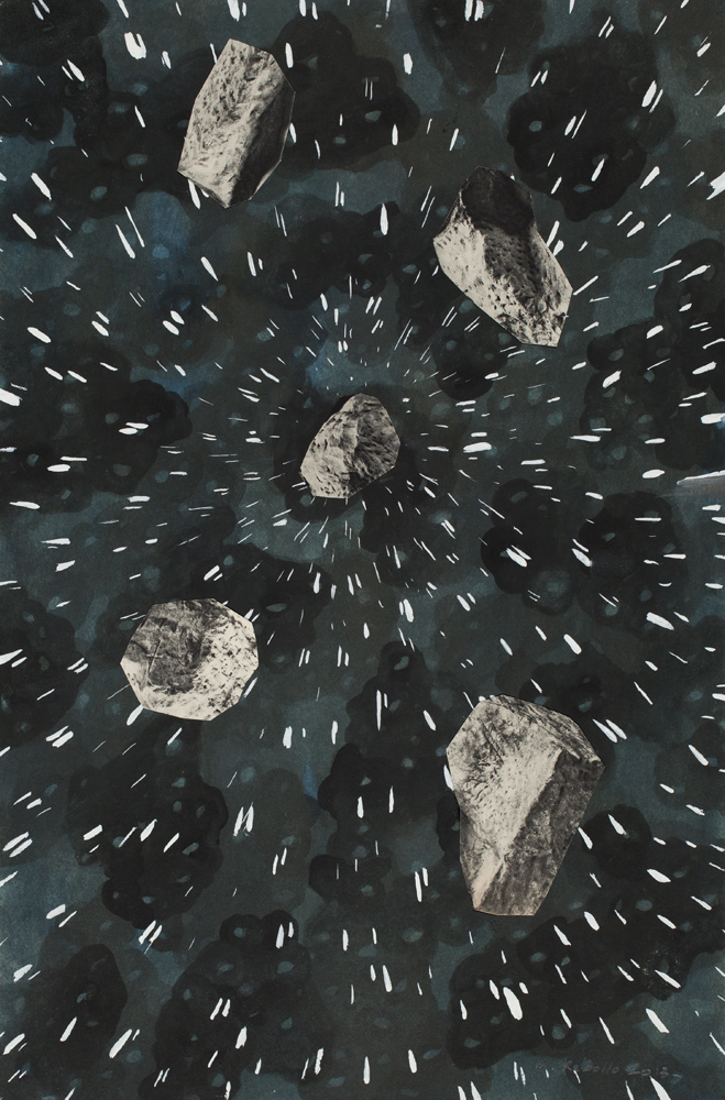 "Stones", 2013, Collage and gouache on paper, 51x33 cm