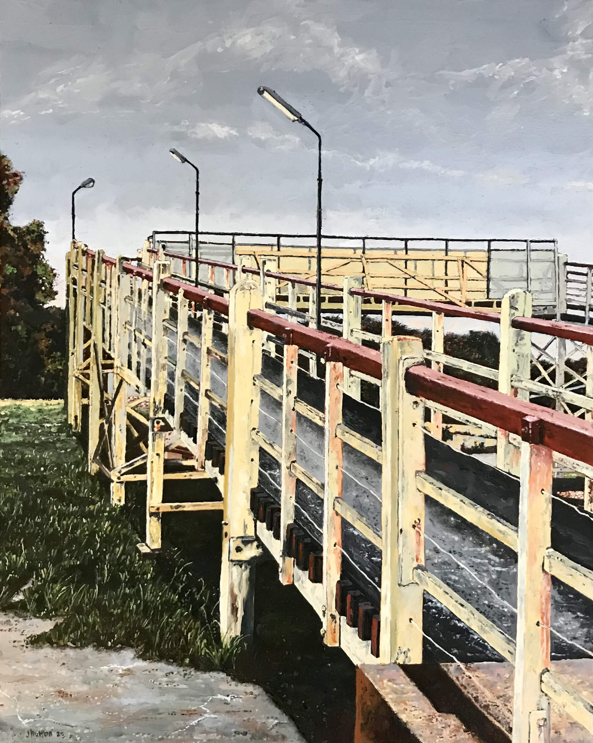 Crossing Lines — Cooroy Bridge, Oil on Canvas, 80 x 50 cm.