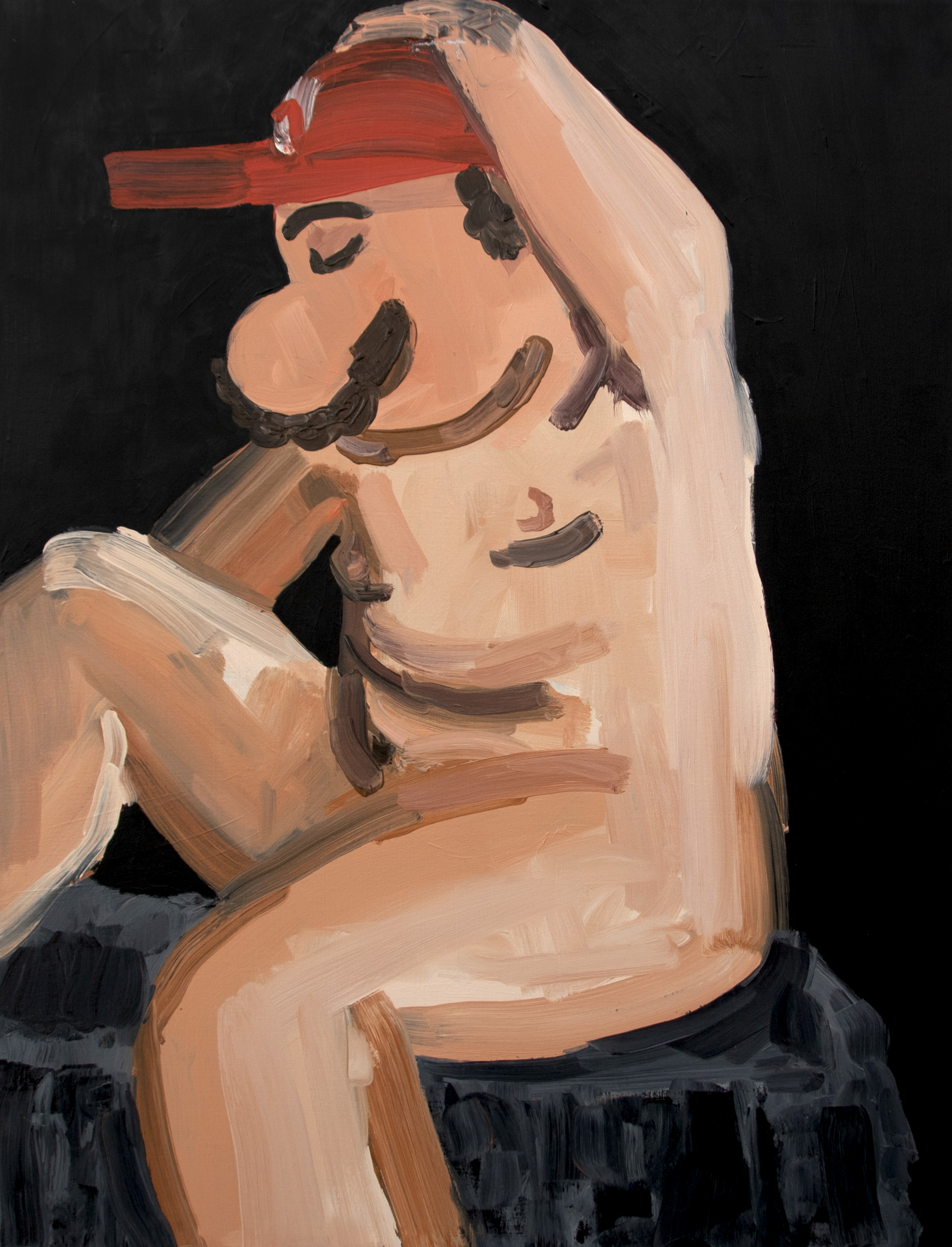 Posing 2021, oil on canvas, 34 × 26 inches.
