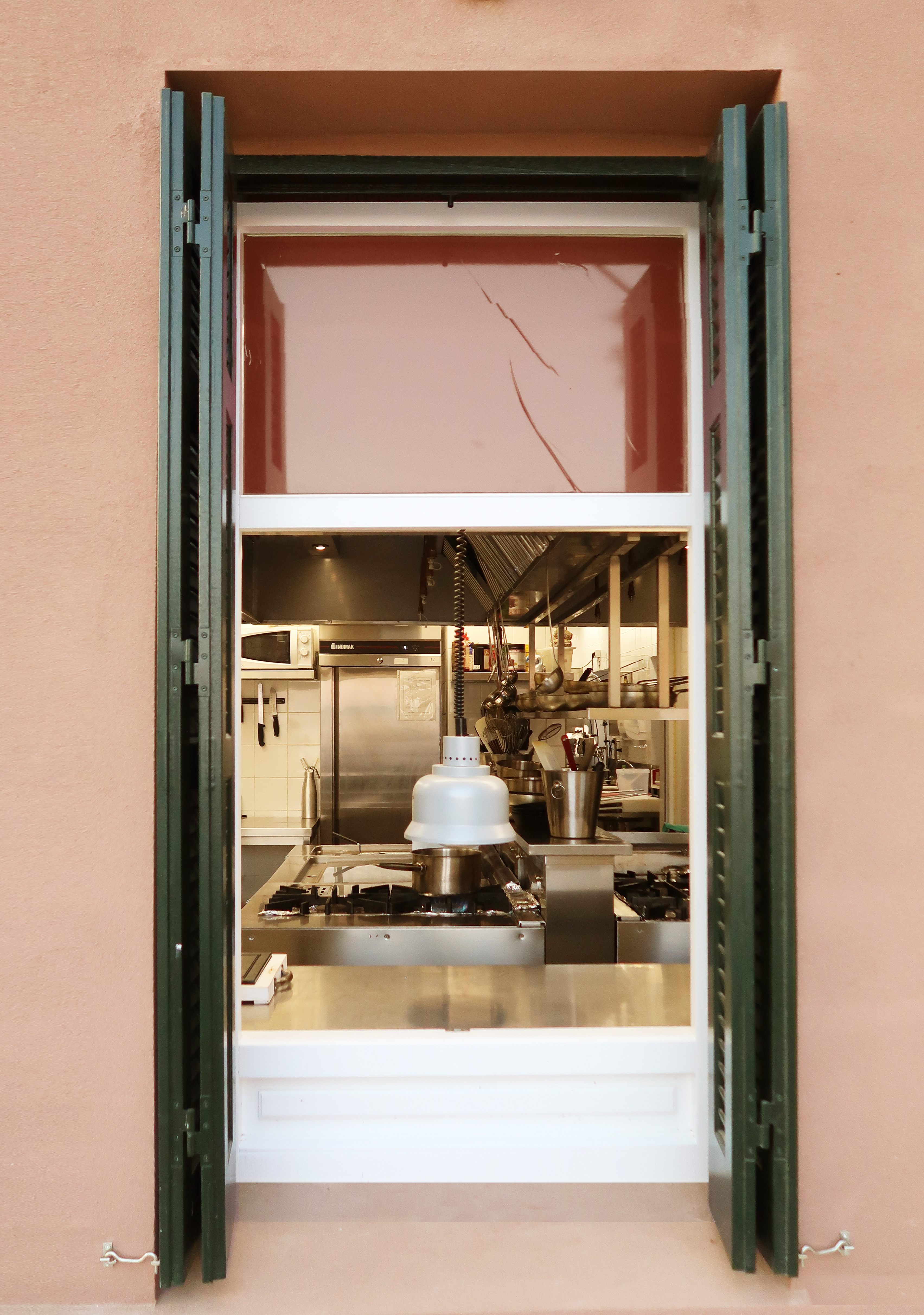 Isola Studio, Aragosta Beach Club, Corfu, Greece. 2024. Kitchen View. Photograph: Isola Studio