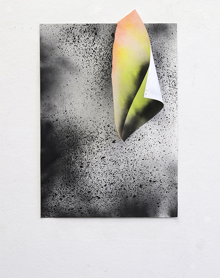 Untitled 2, Düsseldorf , 2015 Paint, collage on paper 23 1/5 × 16 1/2 in.