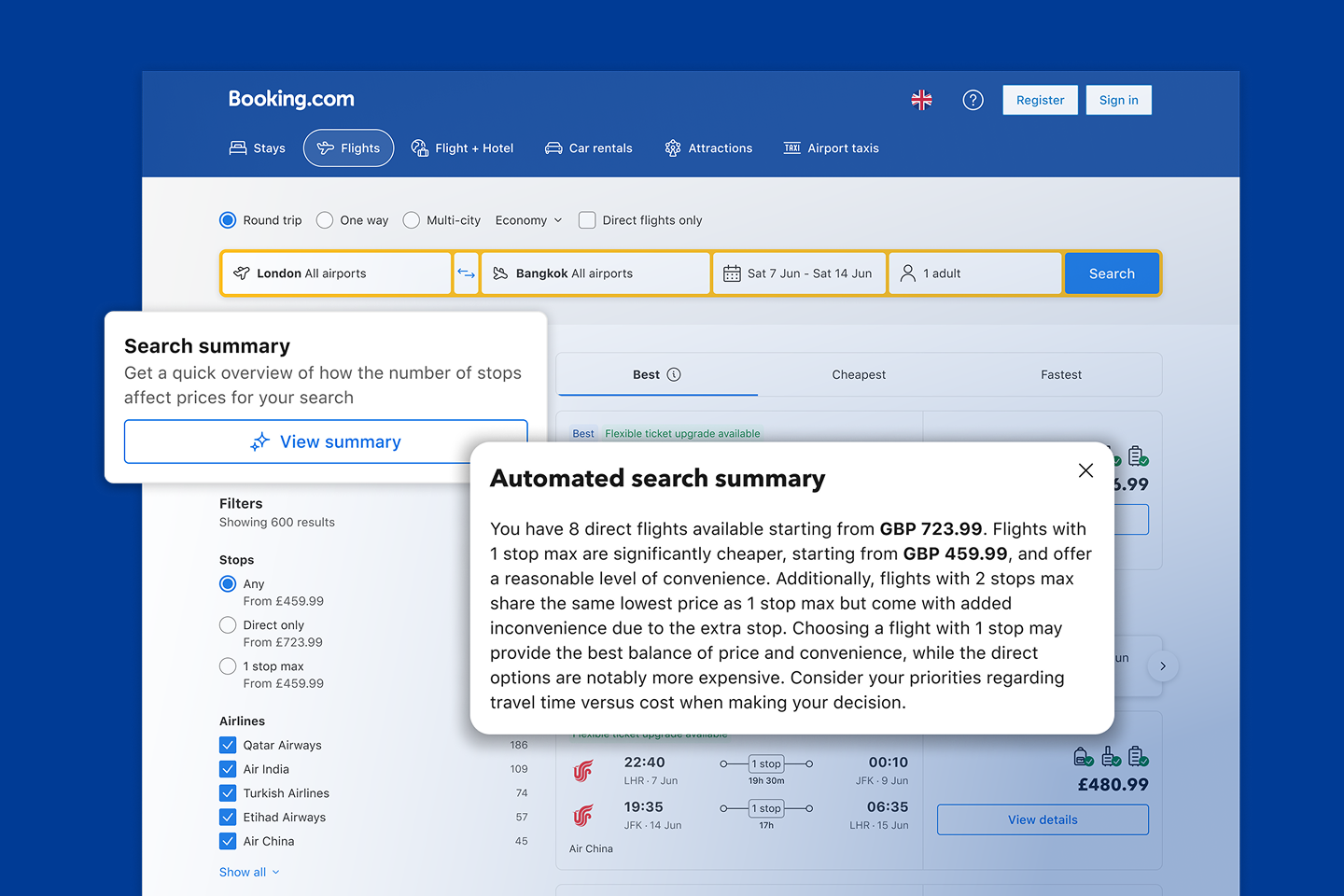 Gen AI powered search summary case visualisation