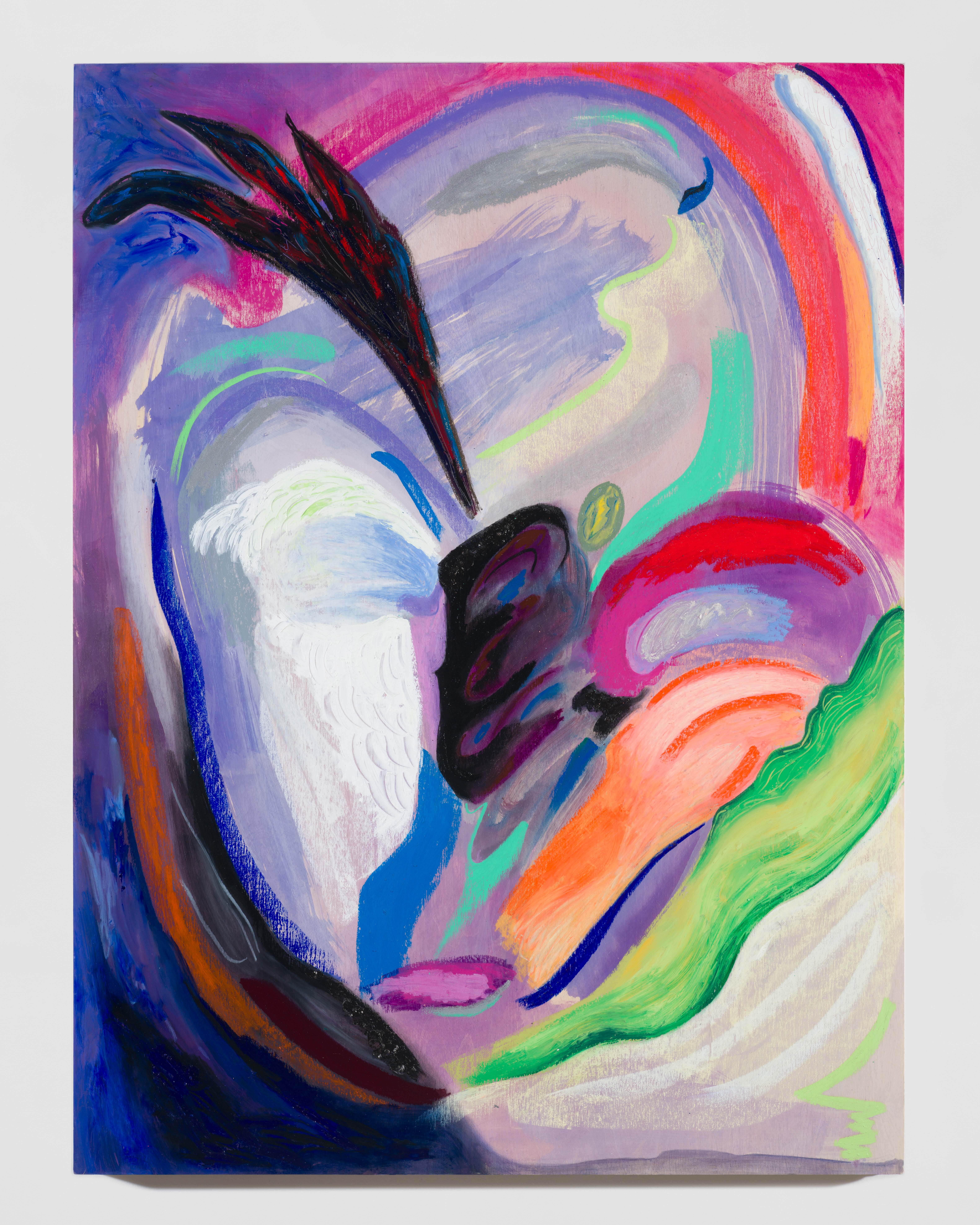 the weight of shadows, 2023. Oil pastel and acrylic on panel. 40” x 30”