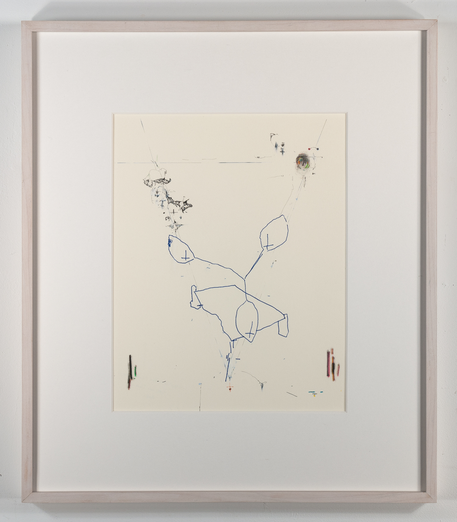 new dark fun (table theory)  Graphite, carbon transfer, colored pencil on paper. 2021 - 18 x 16 - framed