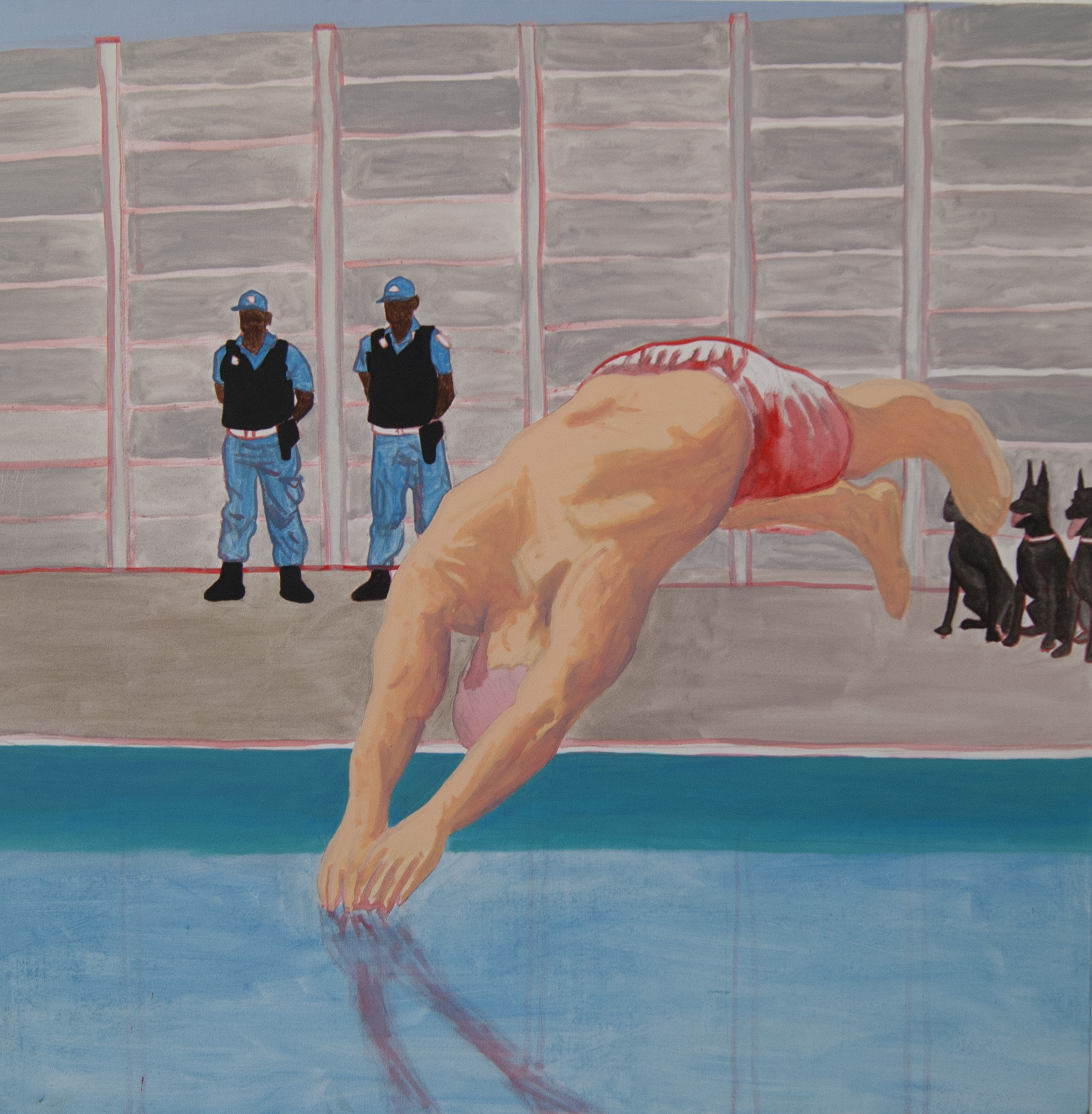 Jarrett Erasmus, "The Watchers I", 2021, oil on canvas, 102 x 102 x 7.5 cm