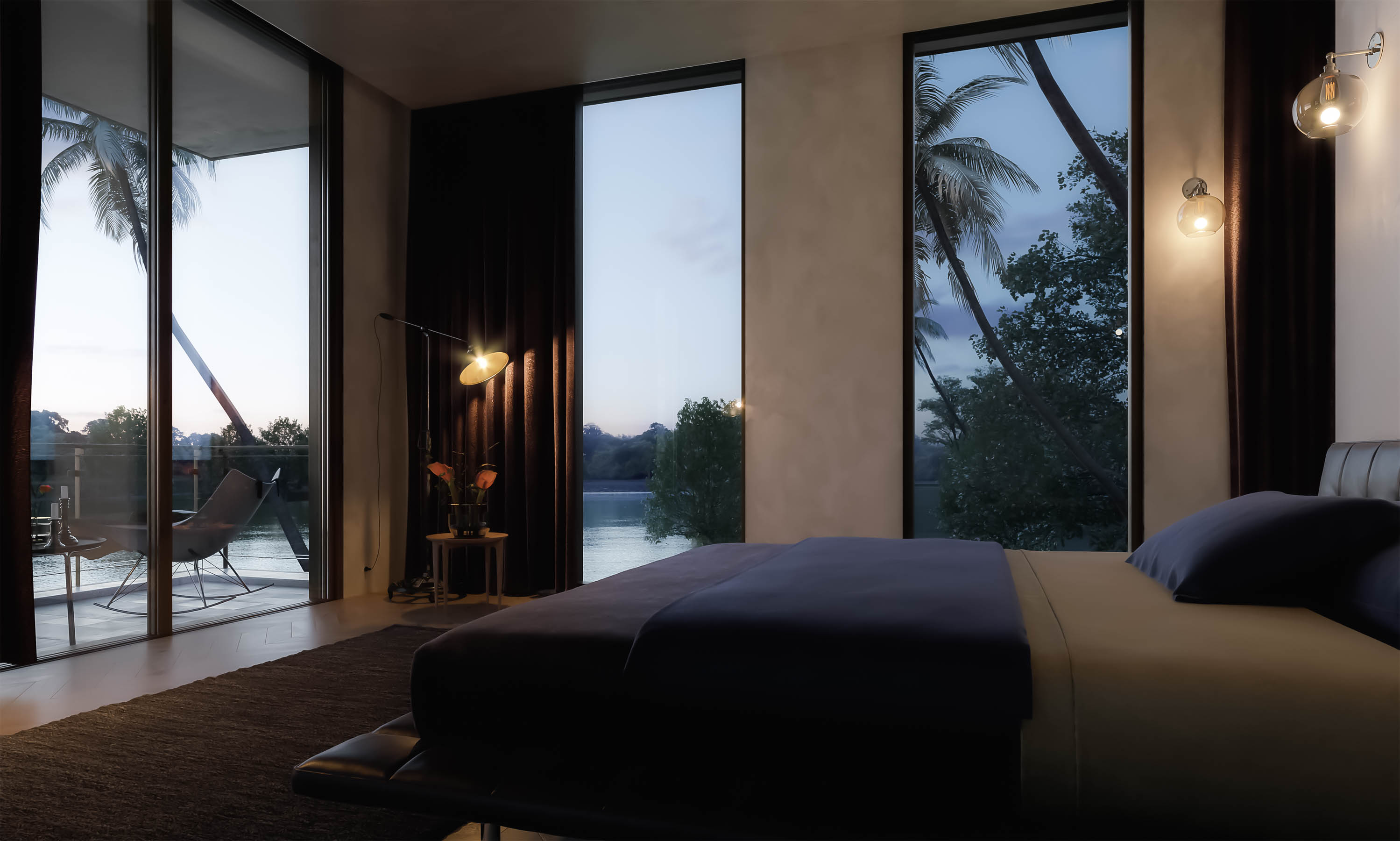 View of the bedroom of a typical villa in the Ecopark / Solforest project in Hanoi.