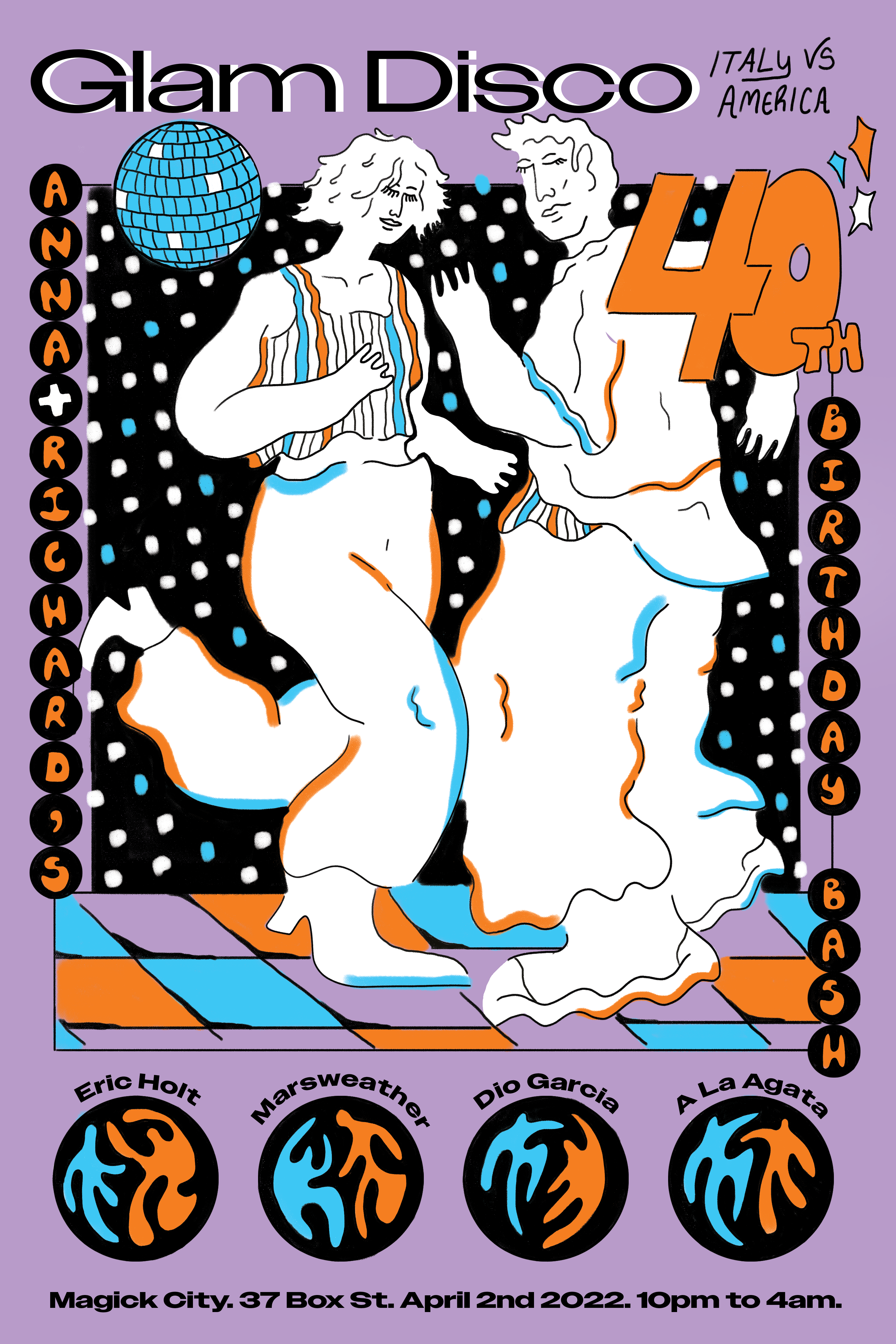 Glam Disco Party Poster, 2022, digital