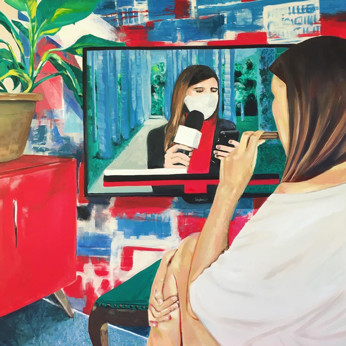 Tv - 100 cm x 100 cm - óleo sobre tela