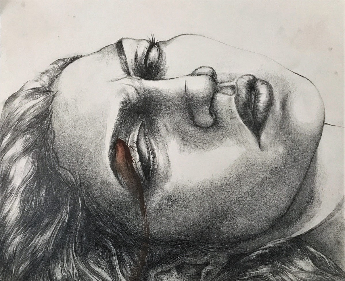 The Incident, 11" x 14", graphite and oil paint on paper, 2017. 