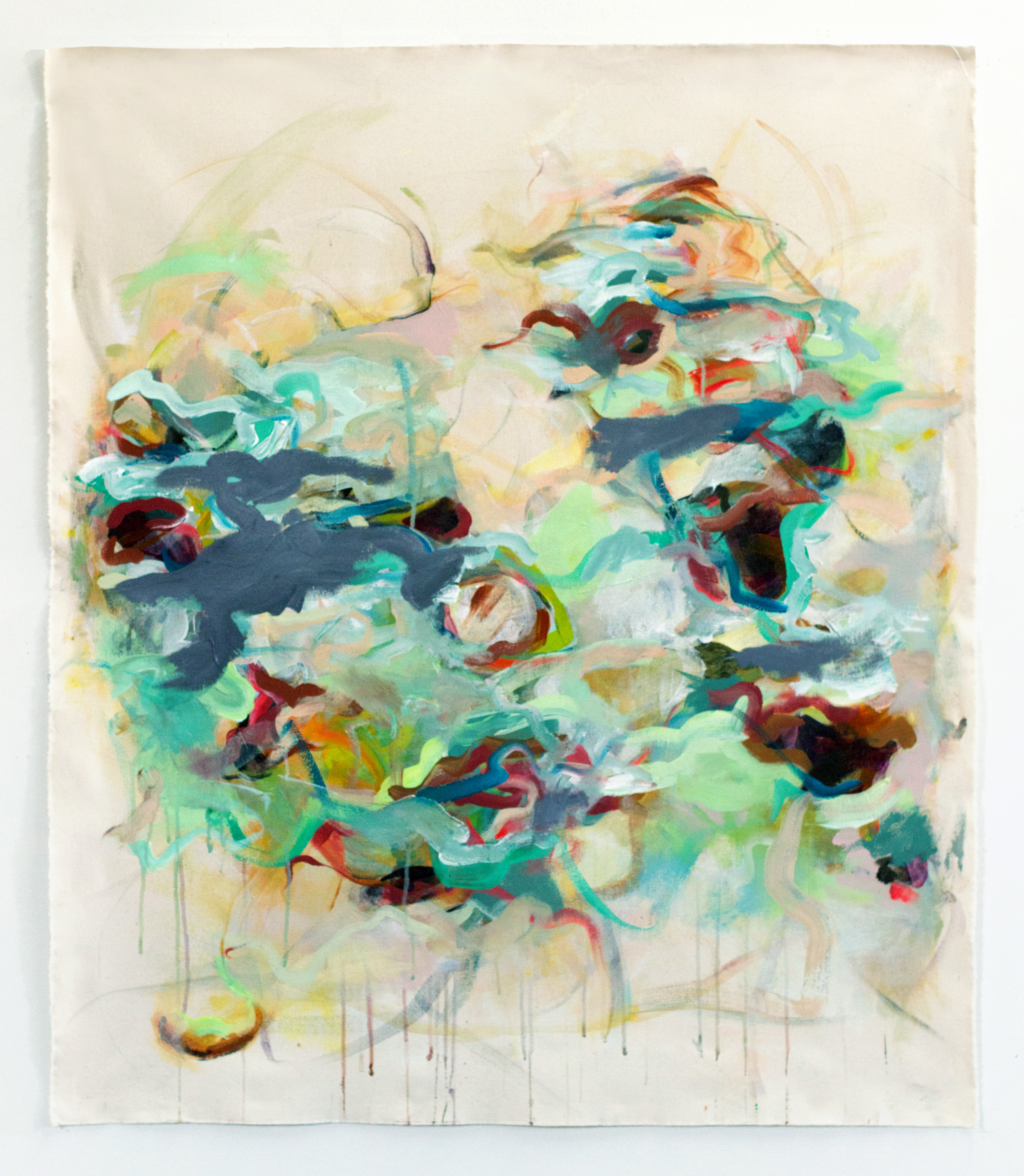 (SOLD) Staccato, 2019, 44 x 38 in, Acrylic on un-stretched canvas