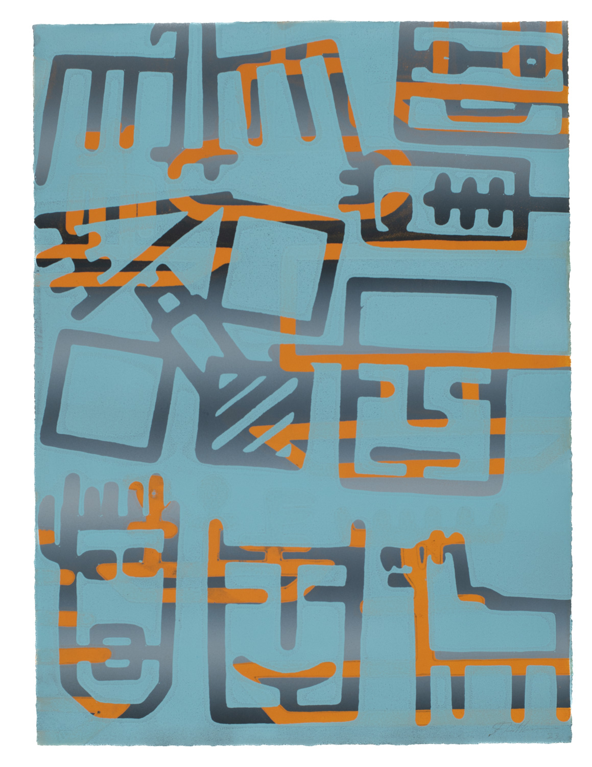 Dancers 3, 2023, Monoprint on paper, 22 x 30 in.
