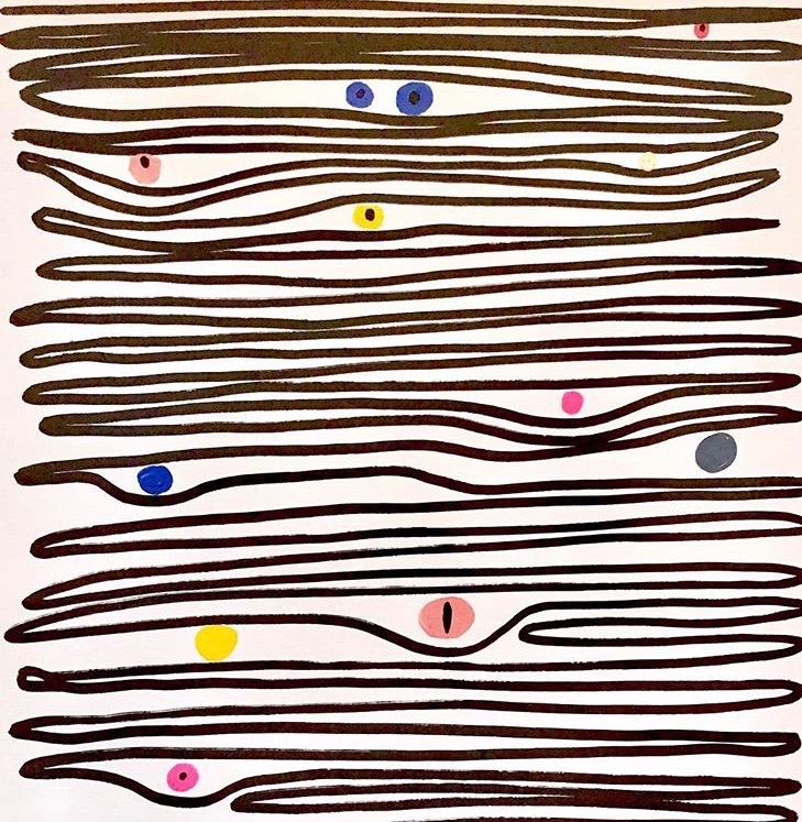 Insomnia drawing, paint on paper, 2019