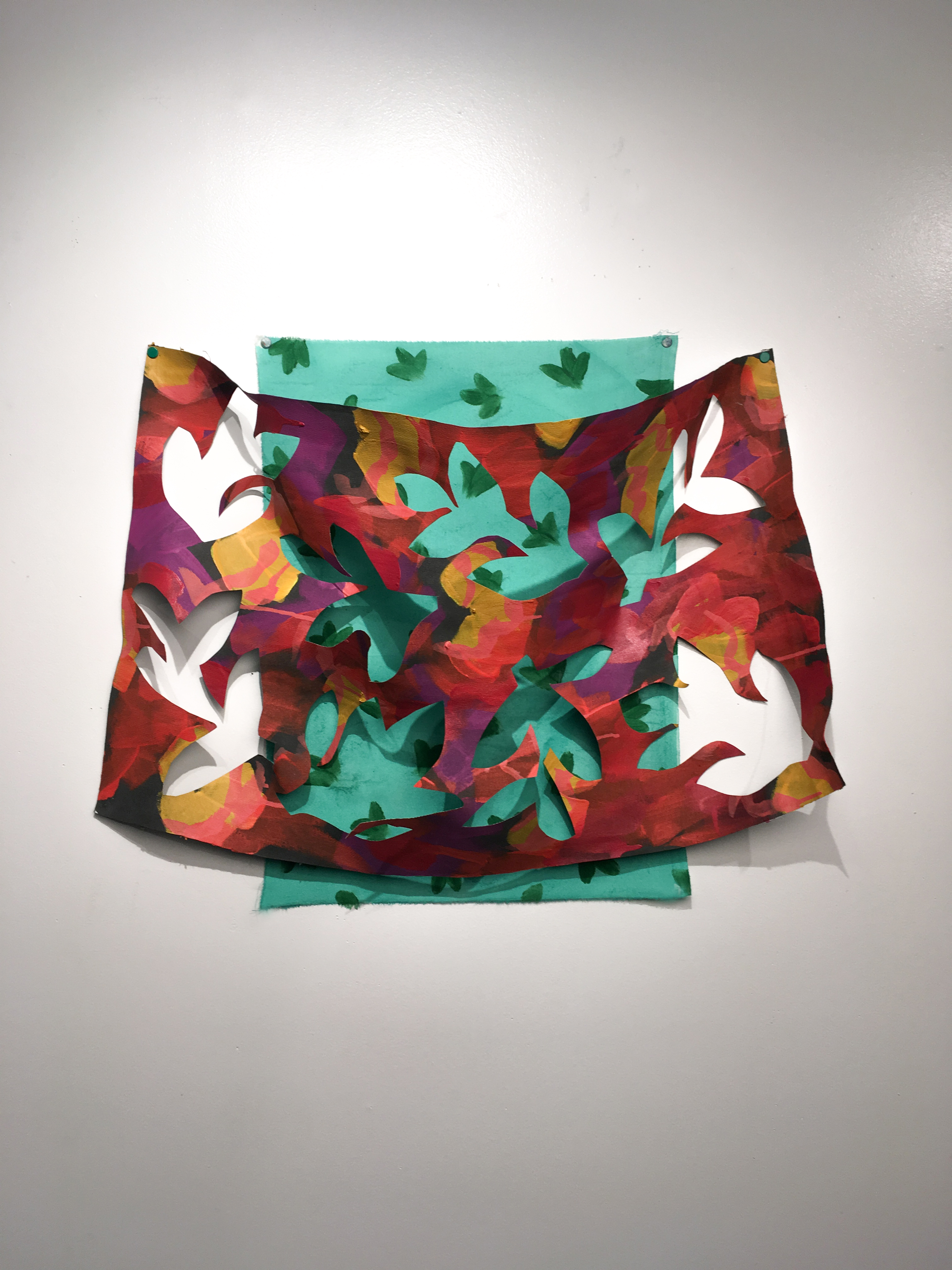 Leaf Screen, 2018, latex paint, canvas, cotton, 21" x 28" x 6"