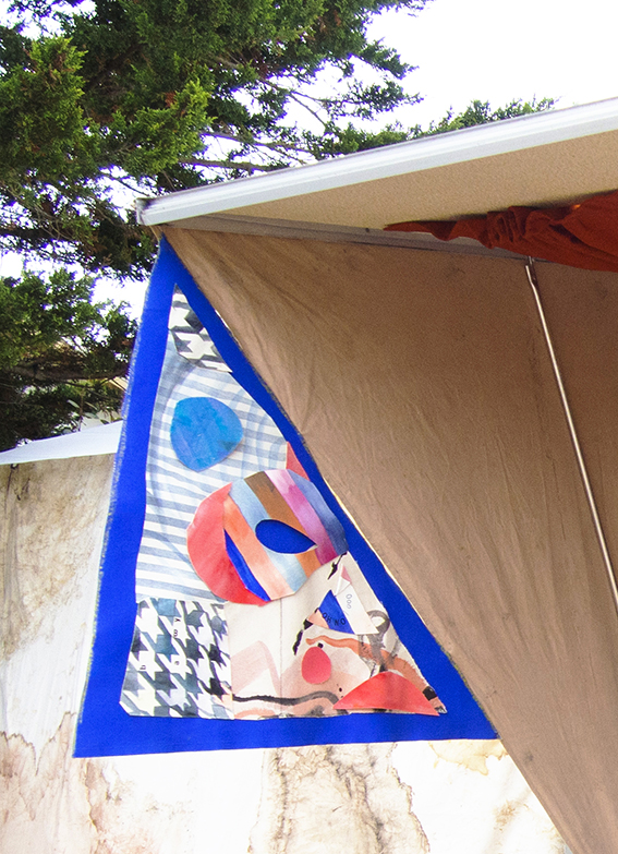 Feast of Fools / Carnival, acrylic, 2018, 80 x 80 x 100 cm, acrylic, thread, letraset on canvas