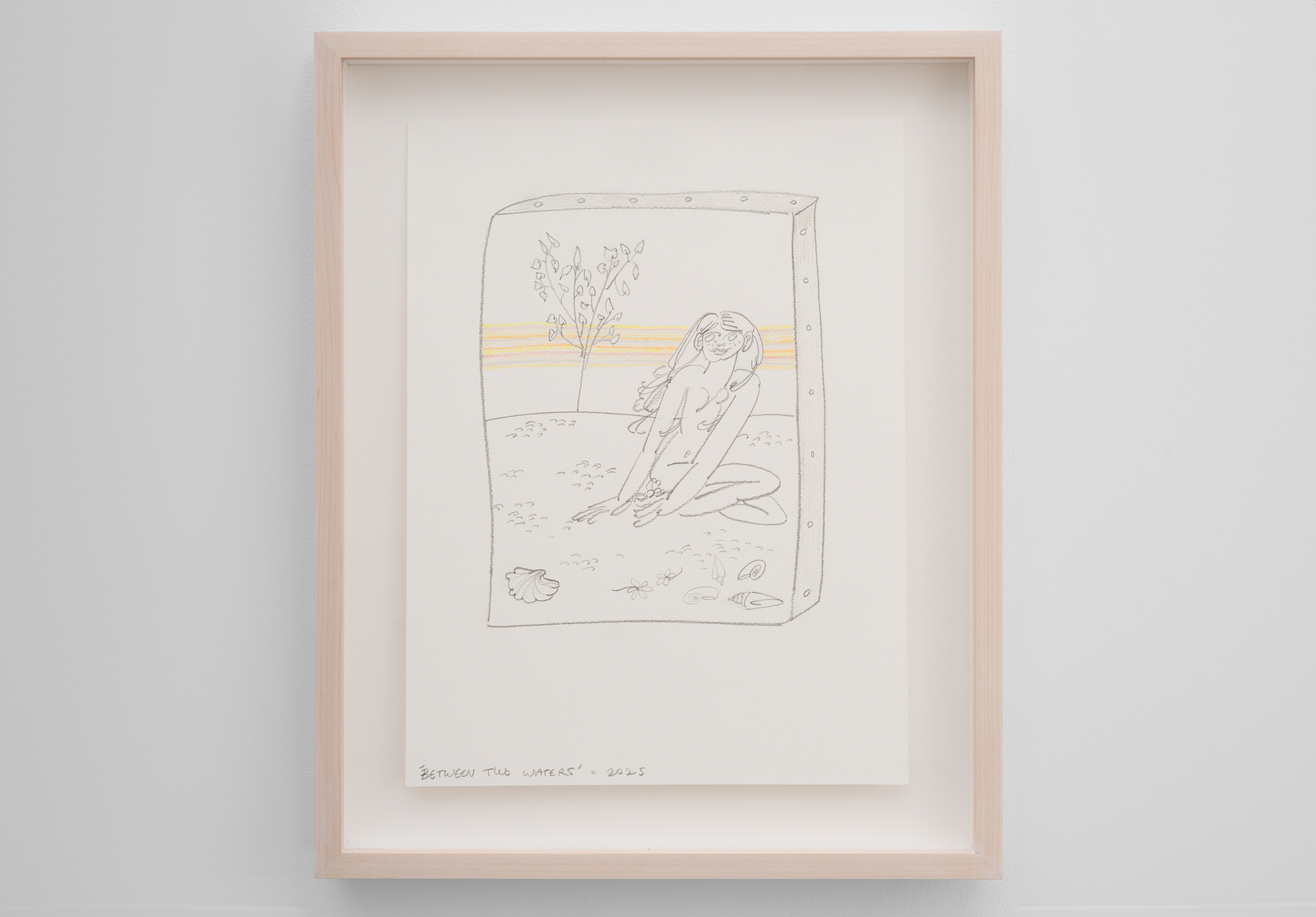 Gal Schindler, Study for Between Two Waters, 2025, Pencil on paper, 12 1/2 (H) x 9 1/2 (W) in.