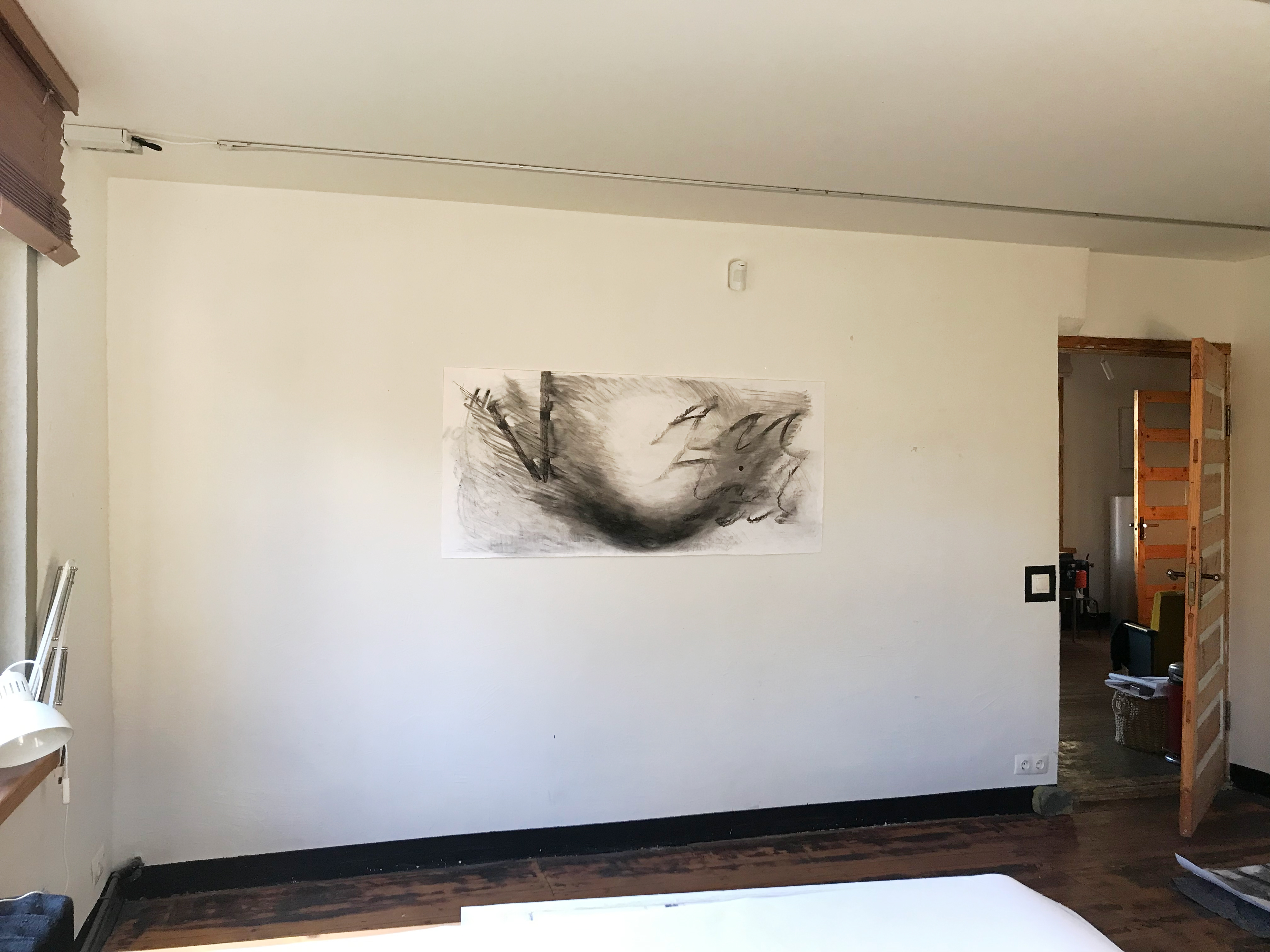 “11”, 2023, charcoal on paper, 68x148.5cm