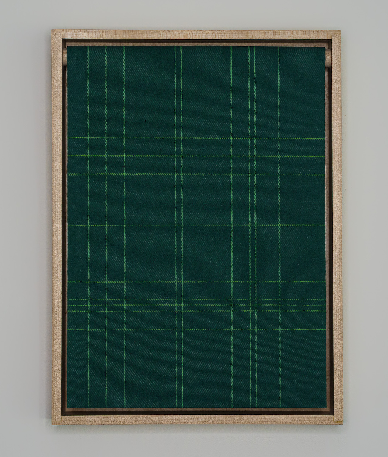 Small rod painting Green, 2023, Acrylic and pencil on canvas, steel, wood