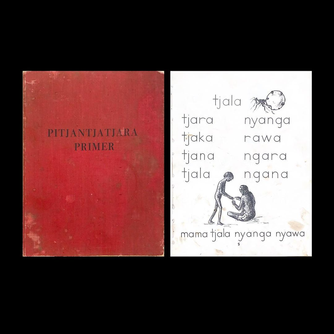 Page scans of a type specimen book featuring texts in various Australian Aboriginal languages