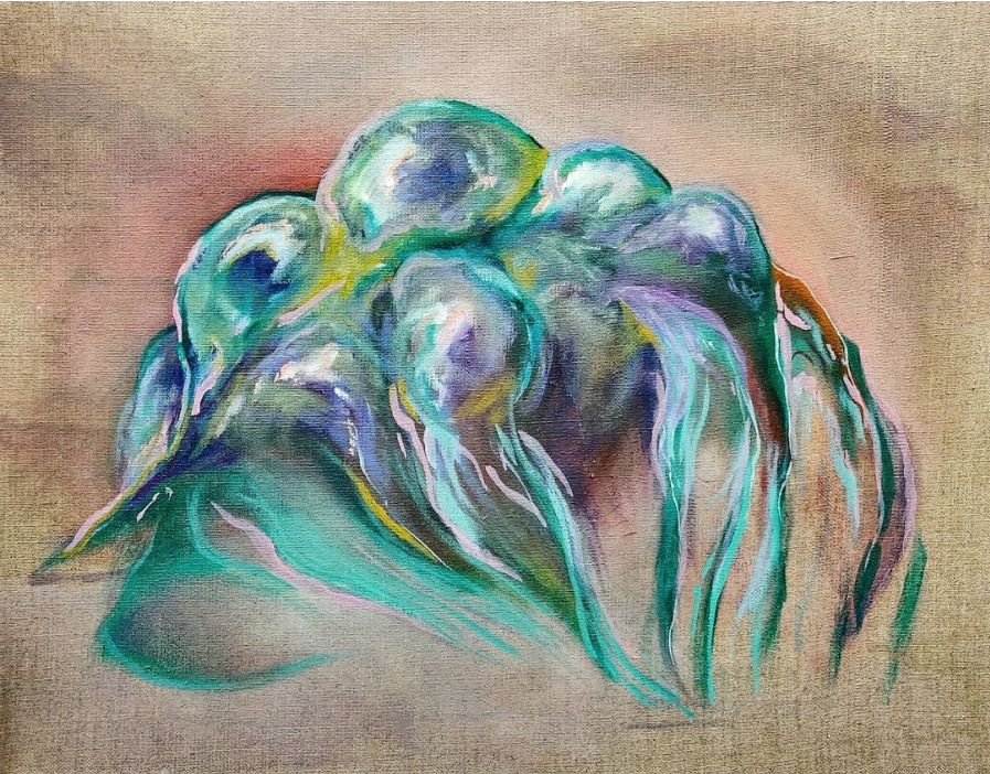 In the belly of the worm (you are safe)2021, oil on canvas, 40x50 cm