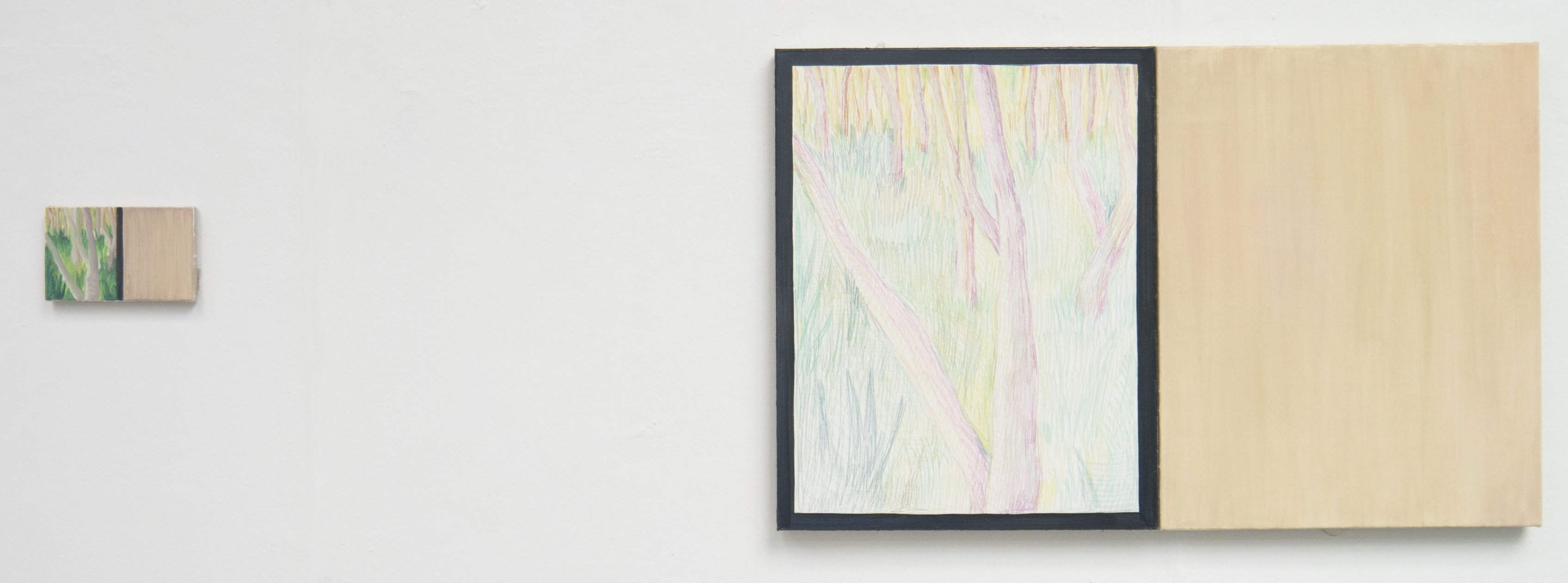 Three untitled paintings, 2017, oil on linen, 14x22.5cm, 70x50cm, 70x50cm