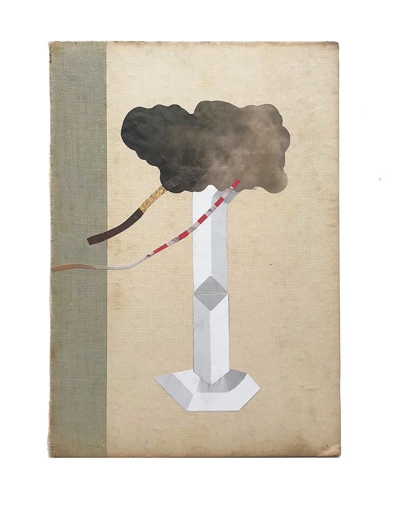 'Column' collage on cloth cover