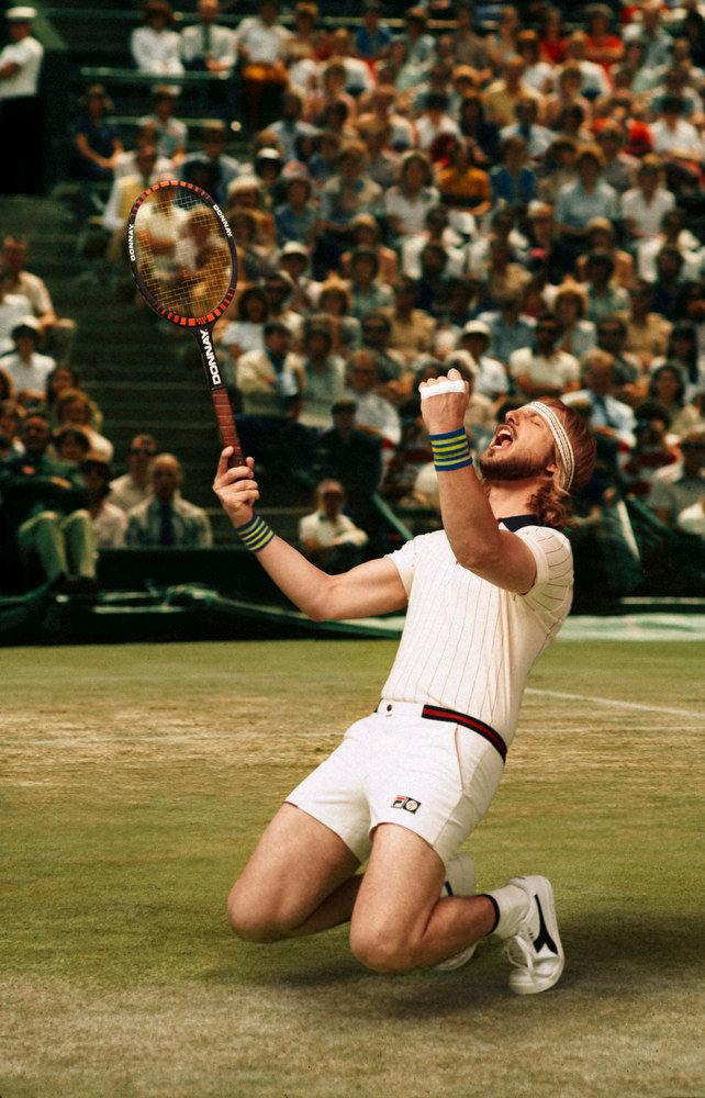 As Borg, winning Wimbledon in 1980