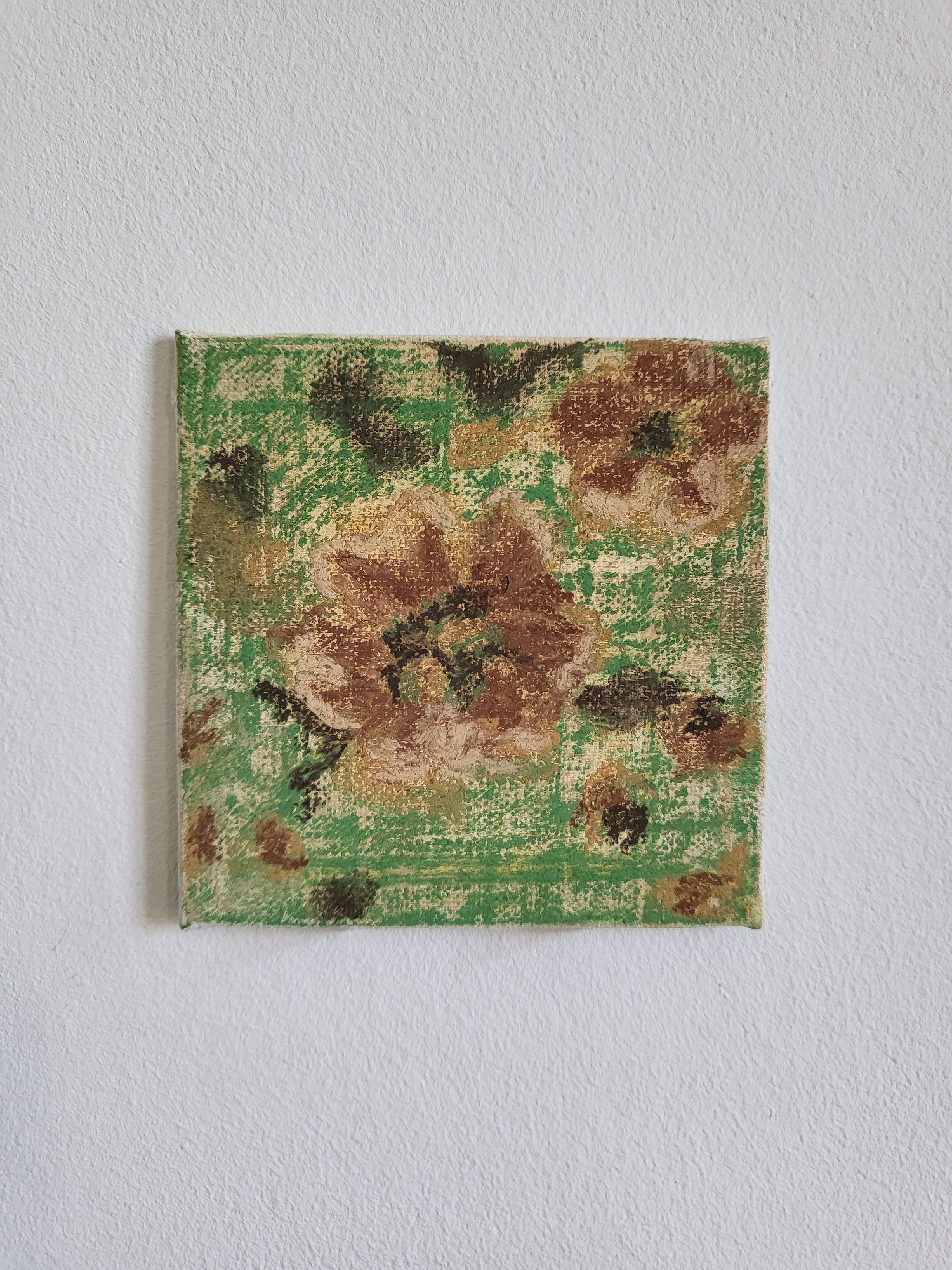 flower carpet   pastel on canvas board, 10 x 10 cm 