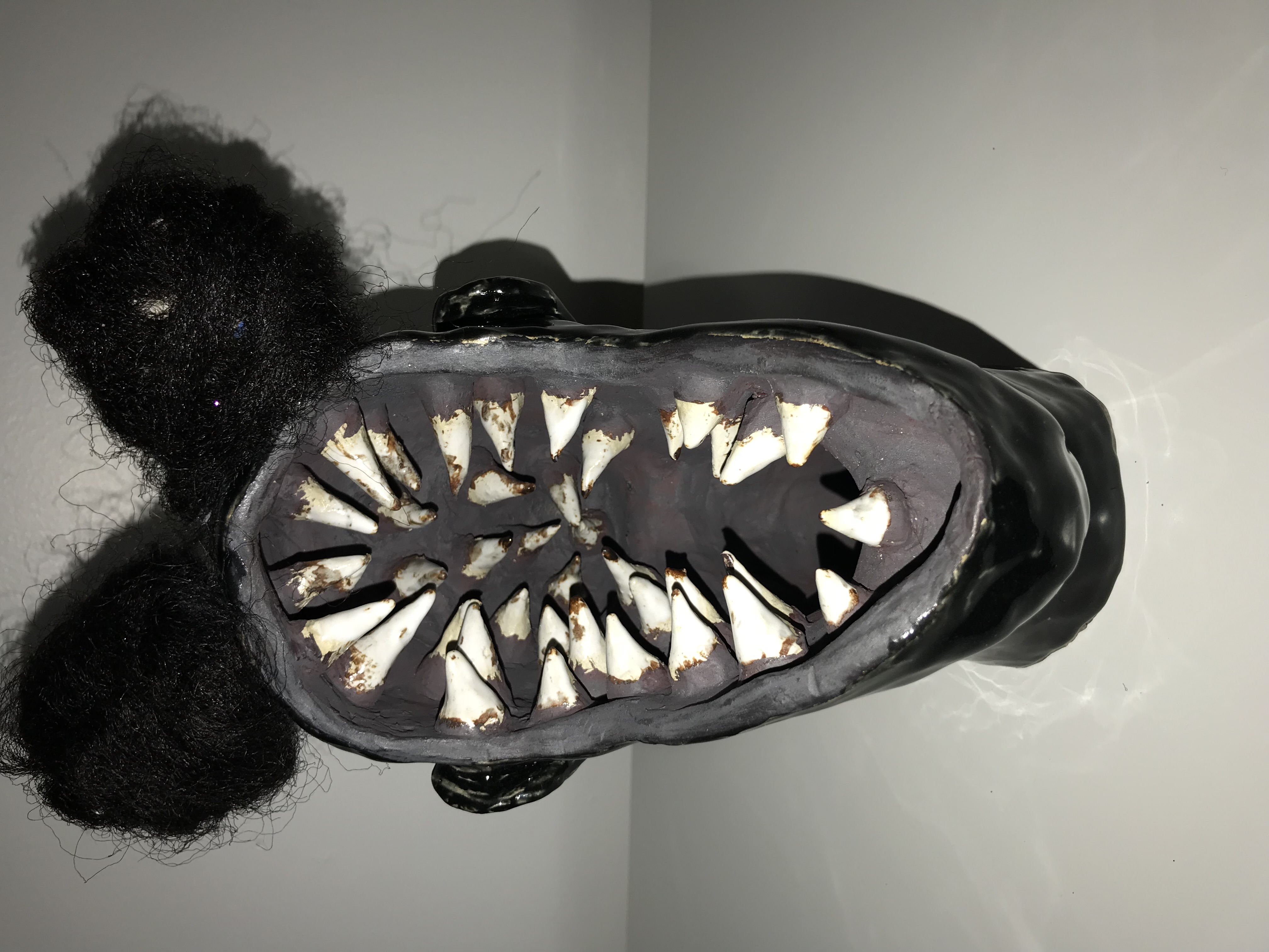 Self Portrait Mixed Media Bust, Ceramic, Braiding Hair, Wire