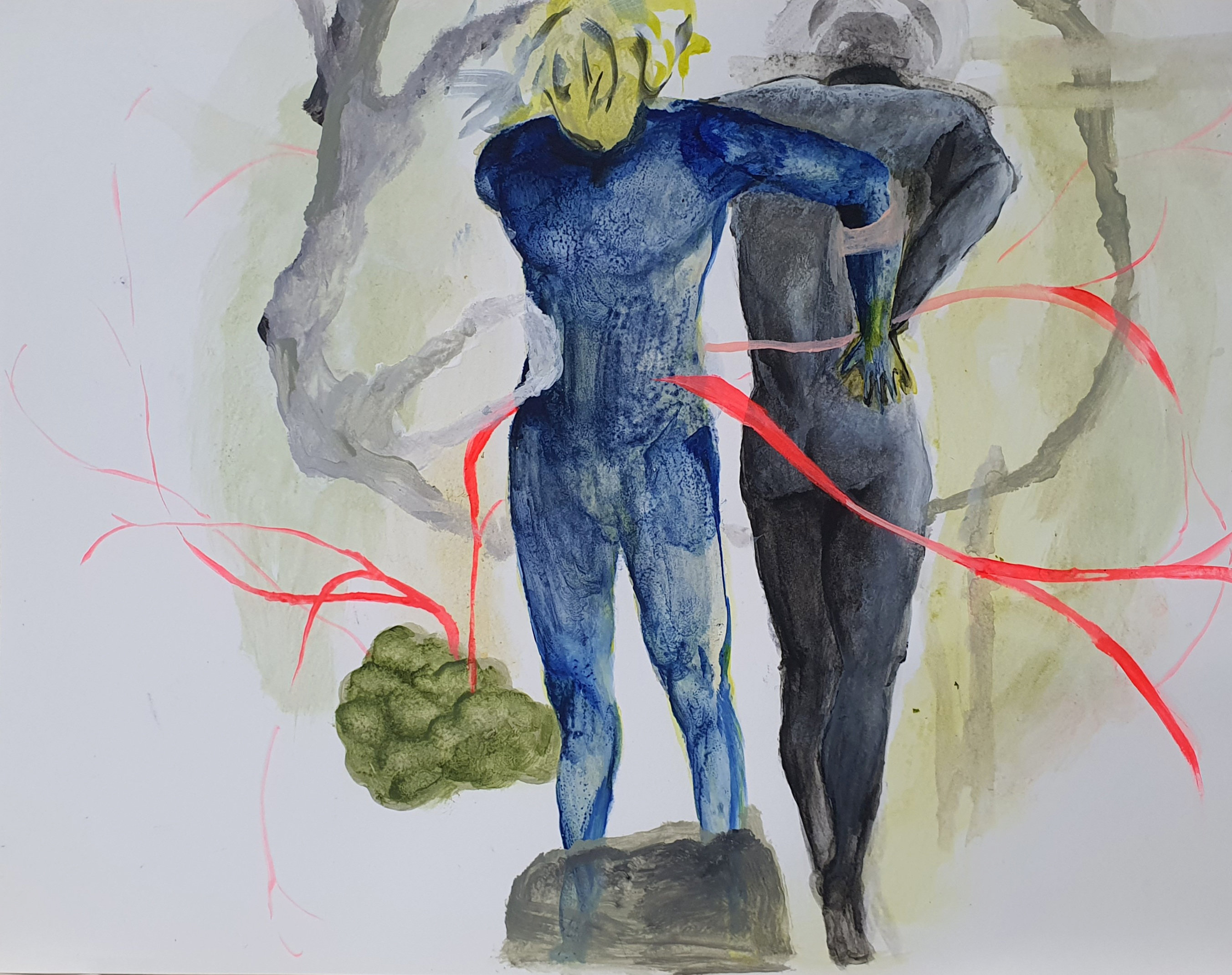 pair, 또는 포개진 종이에 채색