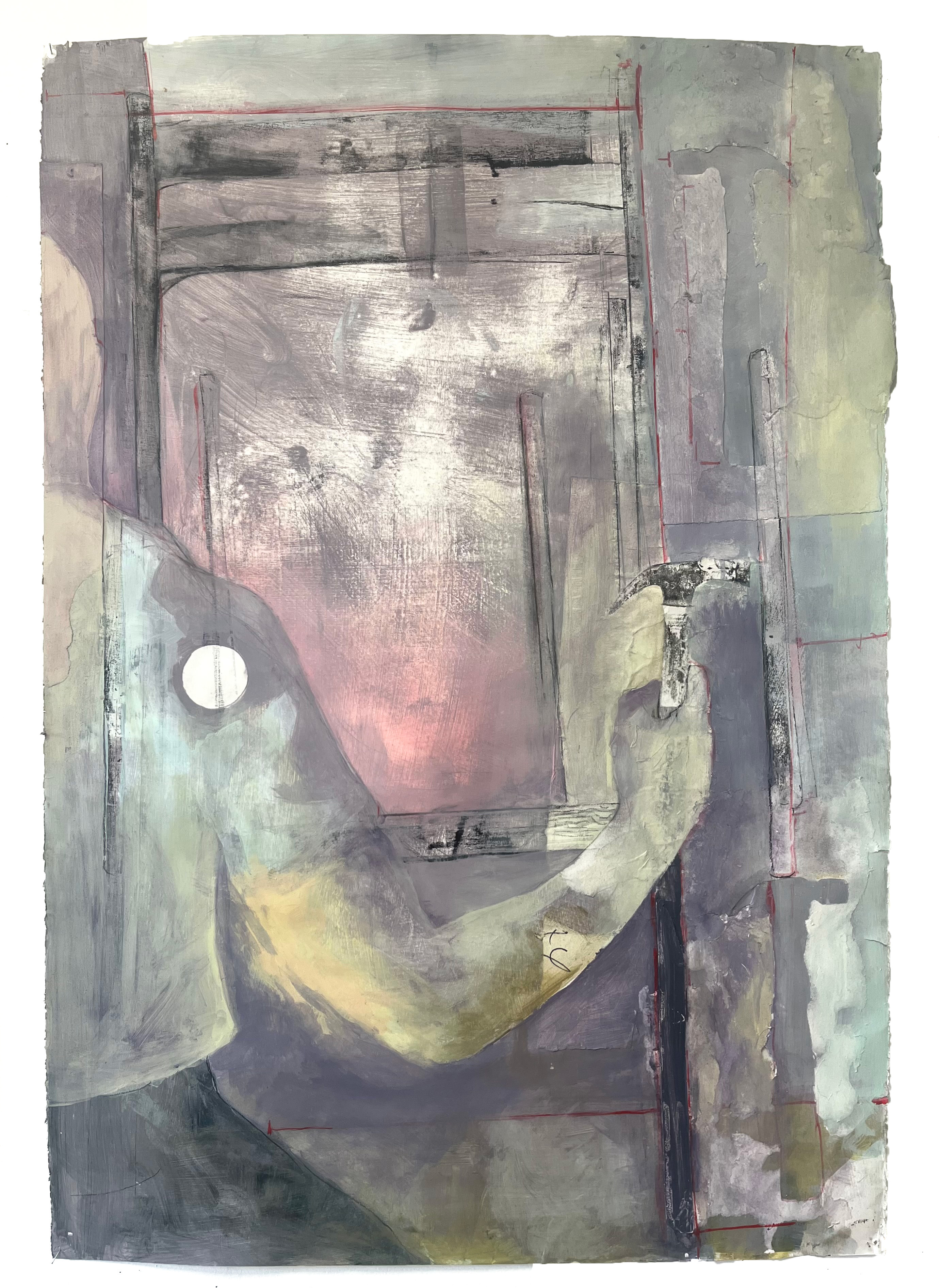 A Breaker's Anatomy II, Acrylic on Collaged Monoprint, 2024