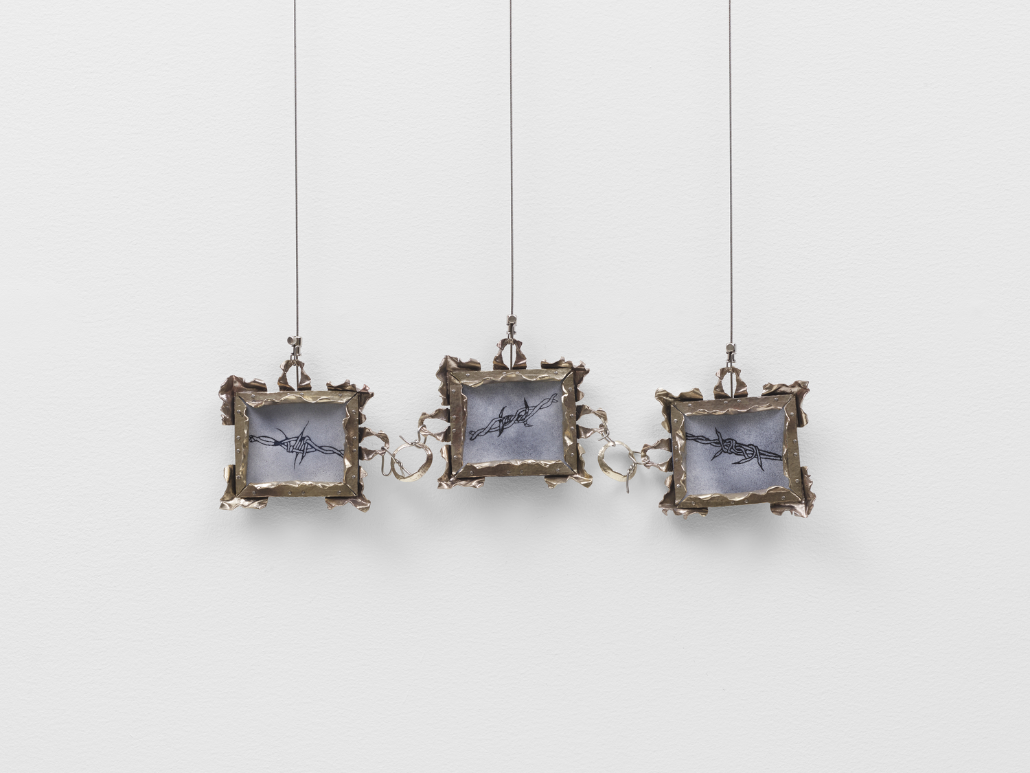 Elaine Cameron-Weir marginalia (1) 2024White bronze, enamel, hardwareFive wall mounted metal plaques14 x 16.5 x 1.9 cm Each5 1/2 x 6 1/2 x 3/4 in Each