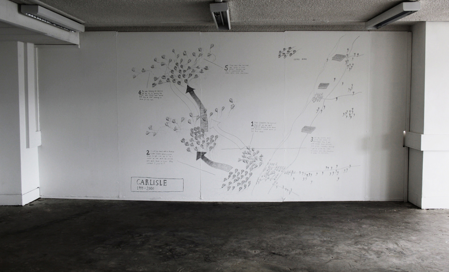 Carlisle 2017. Graphite on unprepared wall Dimensions: 255 (h) x 480 (w) cm.