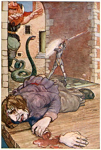 "In de hand hield hij het witte zwaard" - from 'Ferguut, Knight's novel from the Fable Circle of the Round Table' (1918)