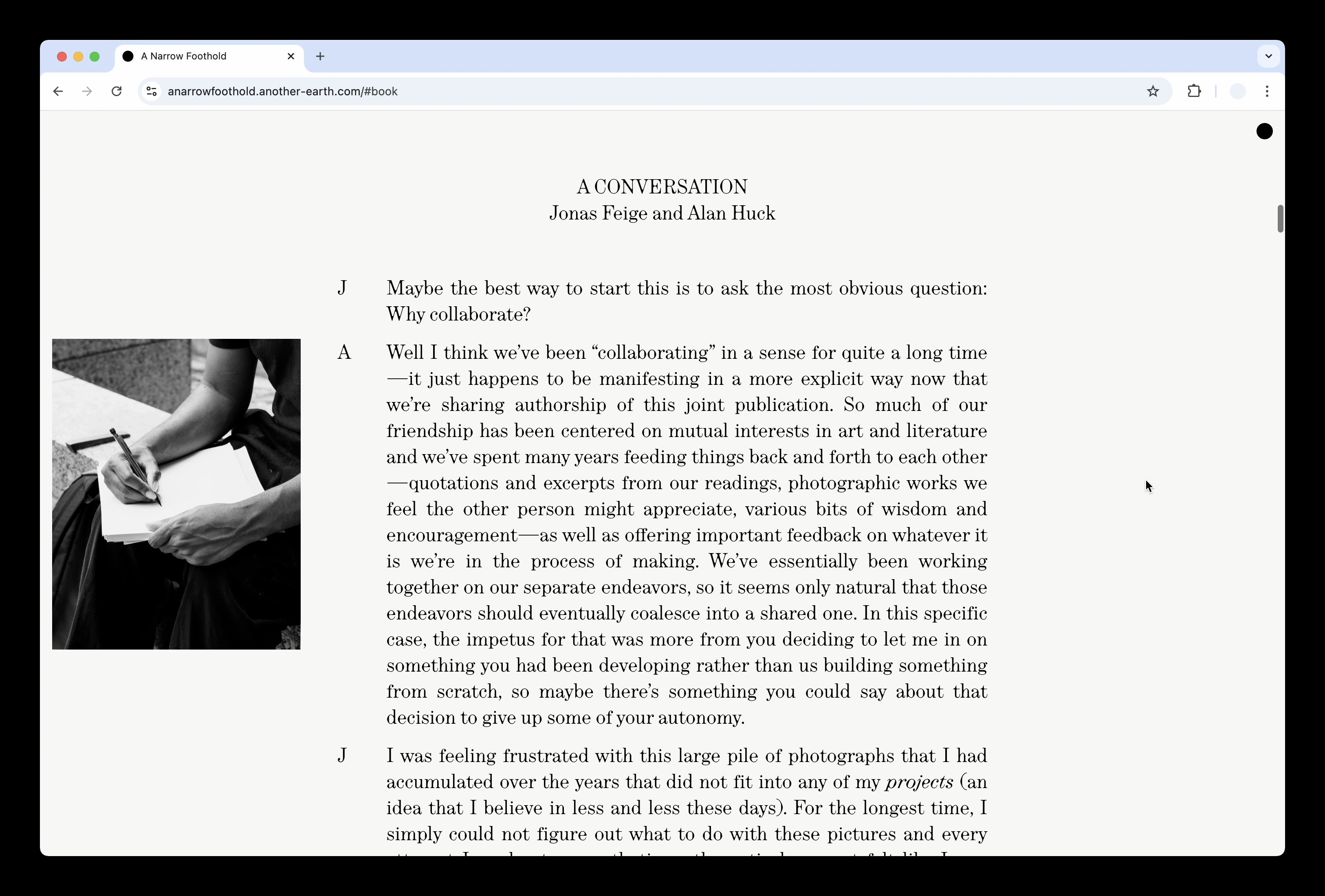 A Narrow Foothold, website ©2024