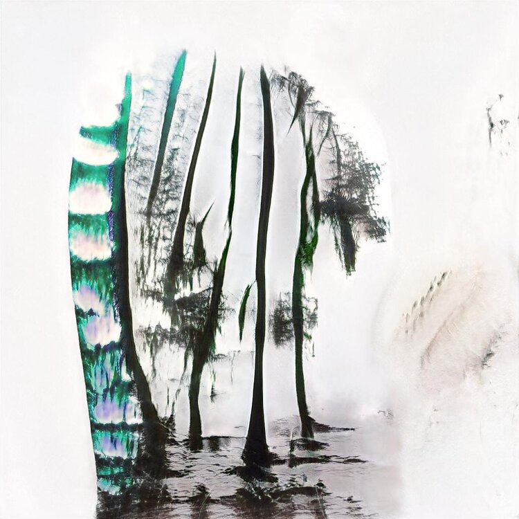 Early GAN output from Cypress Trees project, trained on photos taken in LA by Caroline Sinders