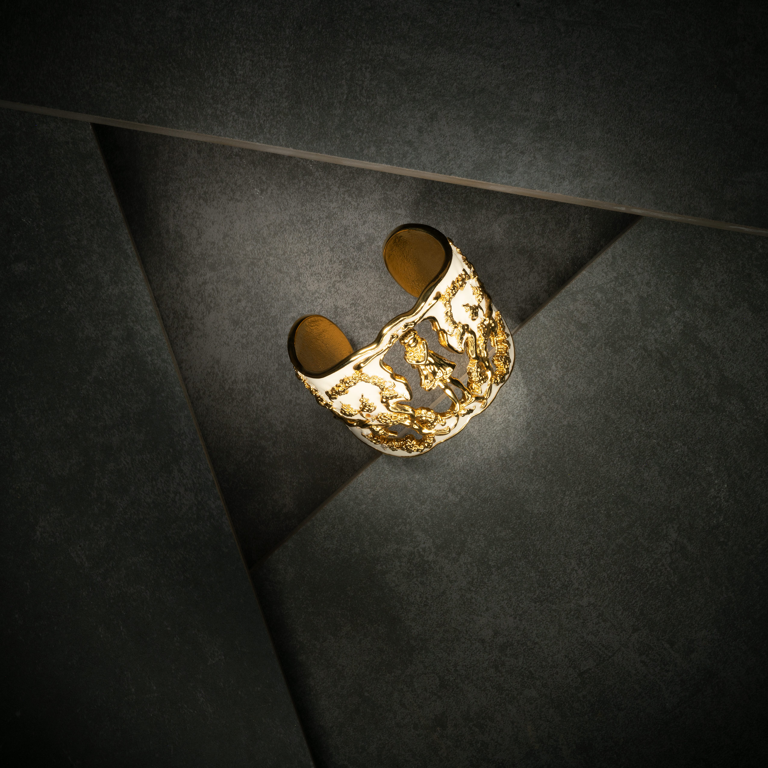 Harmony Cuff Gold and Ivory View 5 by Angela Mia