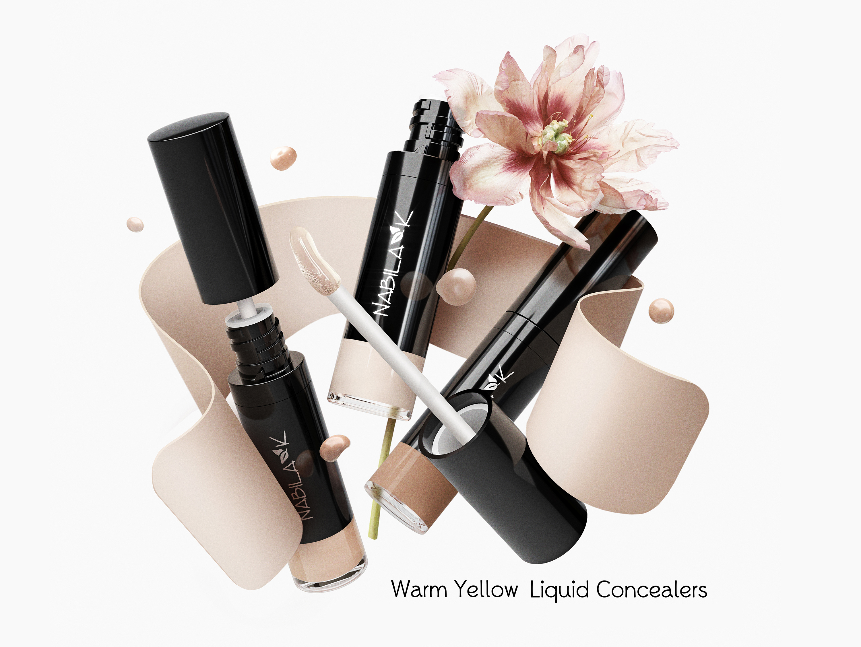 Social media campaign for the concealer and foundation products line. Cosmetic product photography. Makeup product styling. Eclectic M Studio.